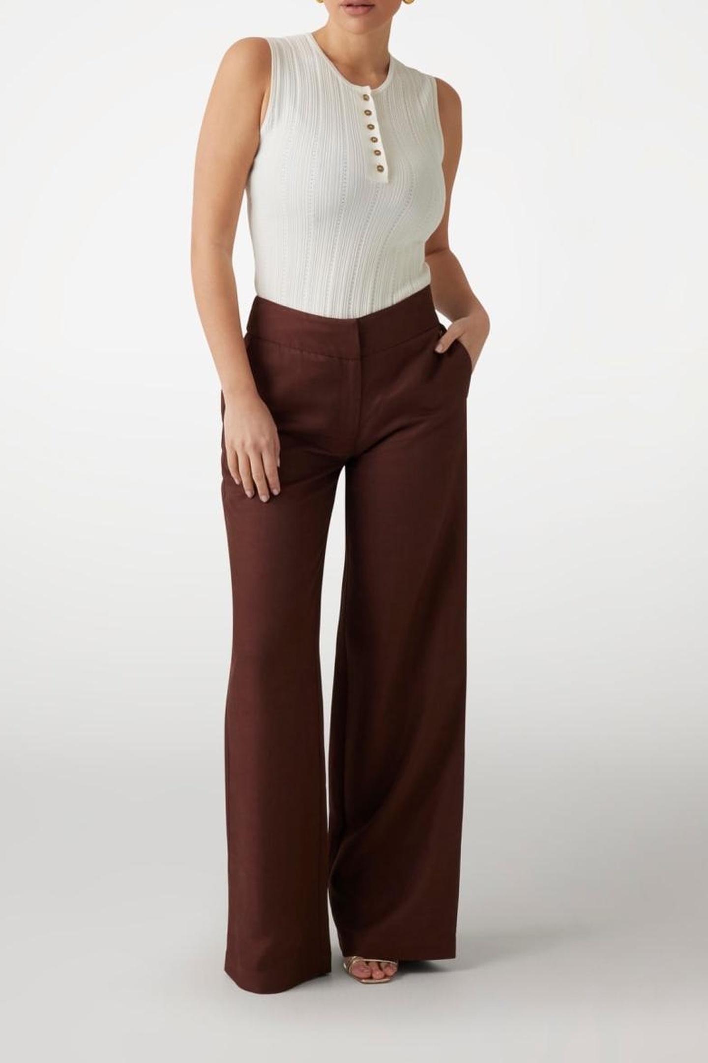 GUESS Marciano By  Giada Slv Sweater Top Sandy Shore Maat: L | Mouwloze Tops Outlet | Dames | Wit