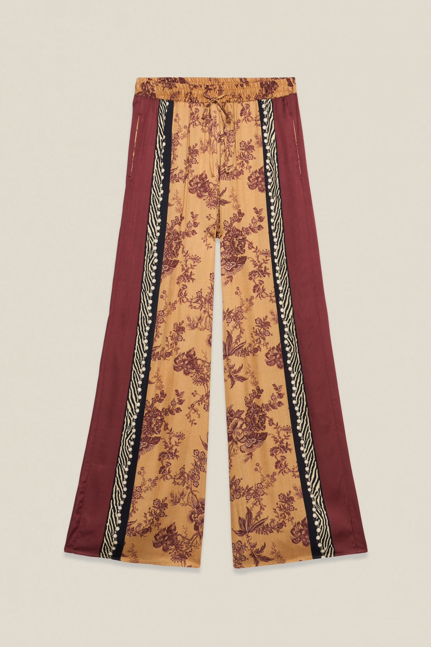 PATTERNED SATIN PALAZZO PANTS ORANGE 4