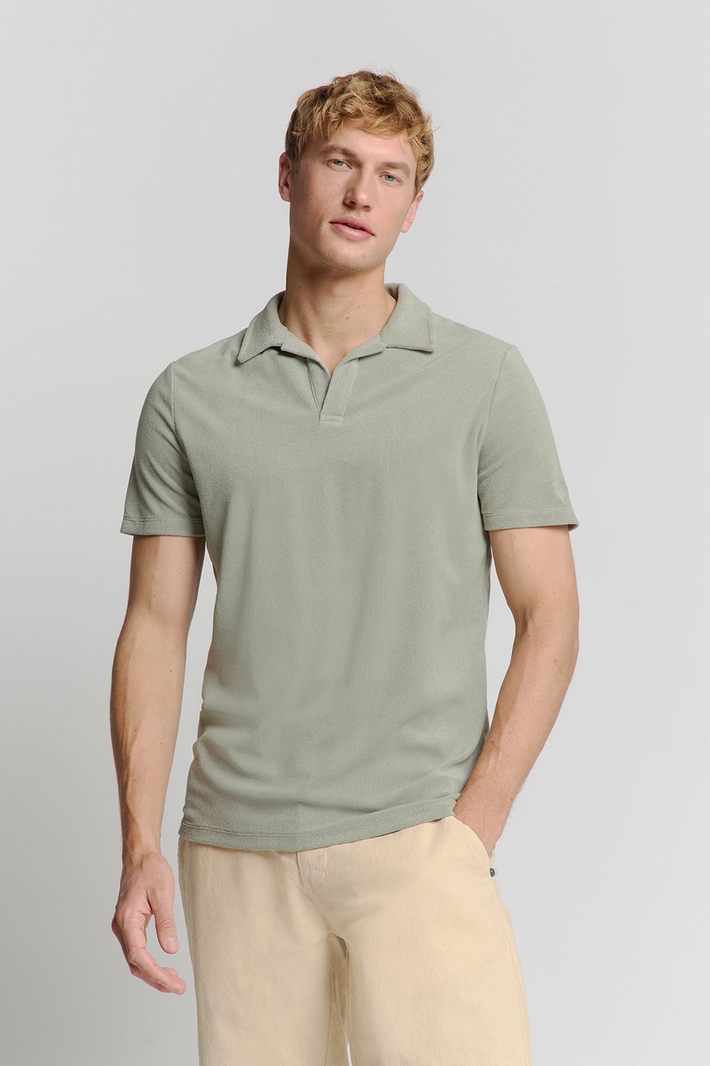 POLO REVERS SOLID TERRY KNIT SMOKE 1