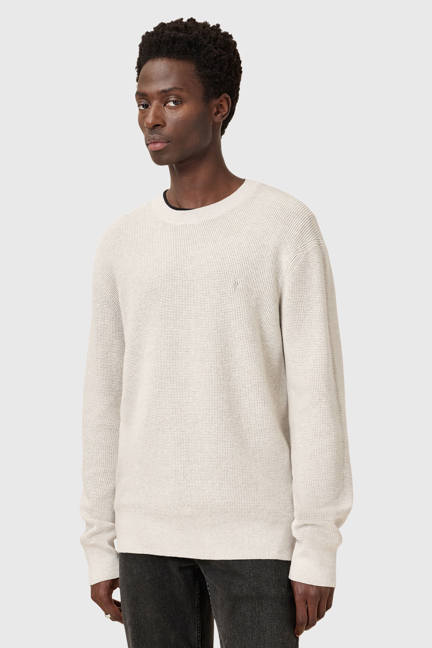 AllSaints Aspen Crew Cloudy Grey Maat: XS | Sweaters Outlet | Heren | Grijs