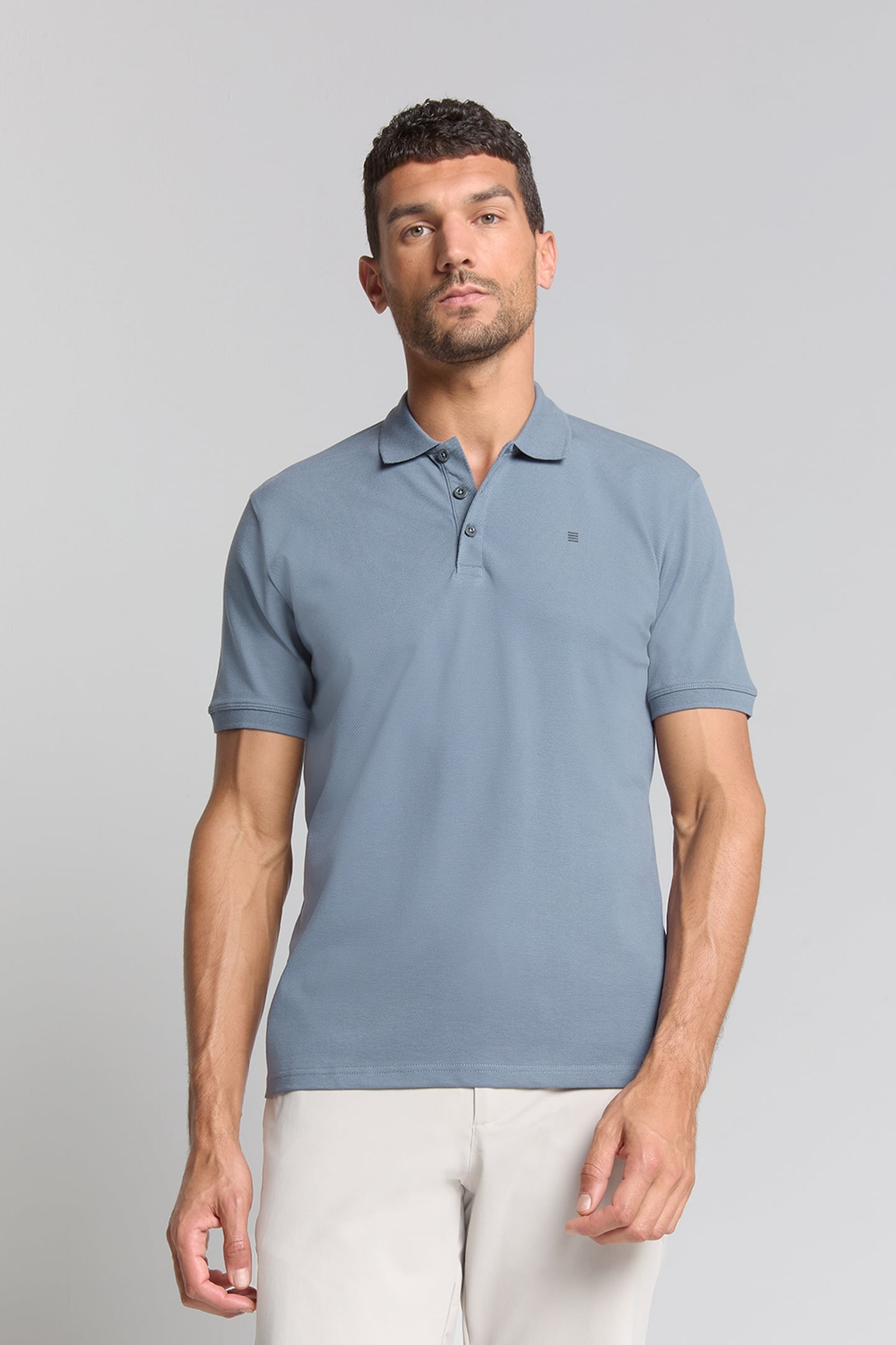 POLO PIQUE SOLID STRETCH WASHED BLUE 1