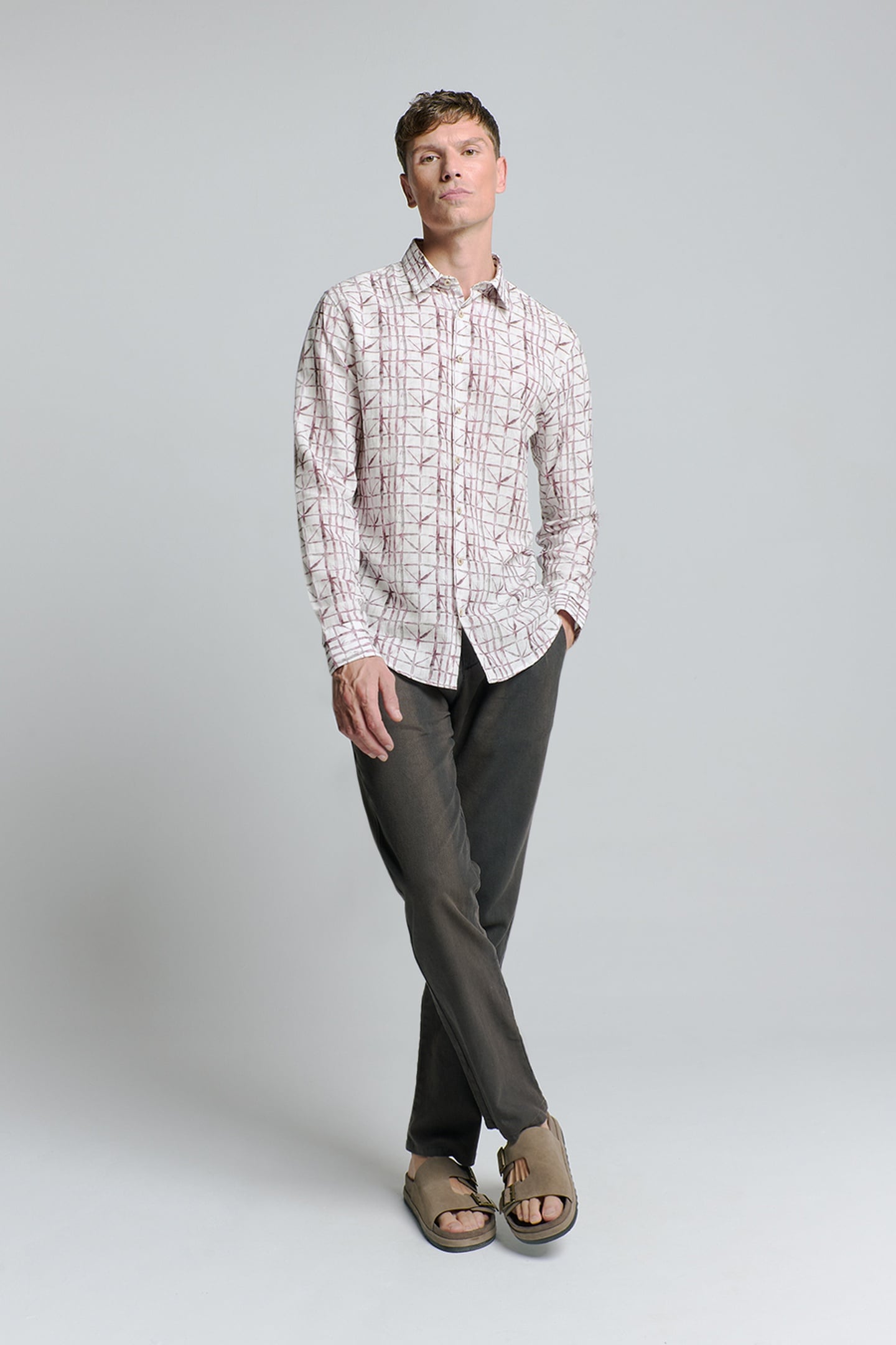 SHIRT ALLOVER PRINTED WITH LINEN MAUVE 3