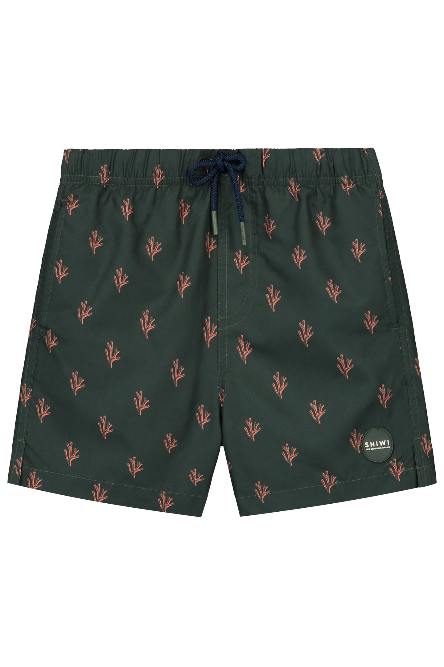 BOYS MILO SWIM SHORTS 4 INCH SKETCHED CORAL GREEN ORANGE SKE 1