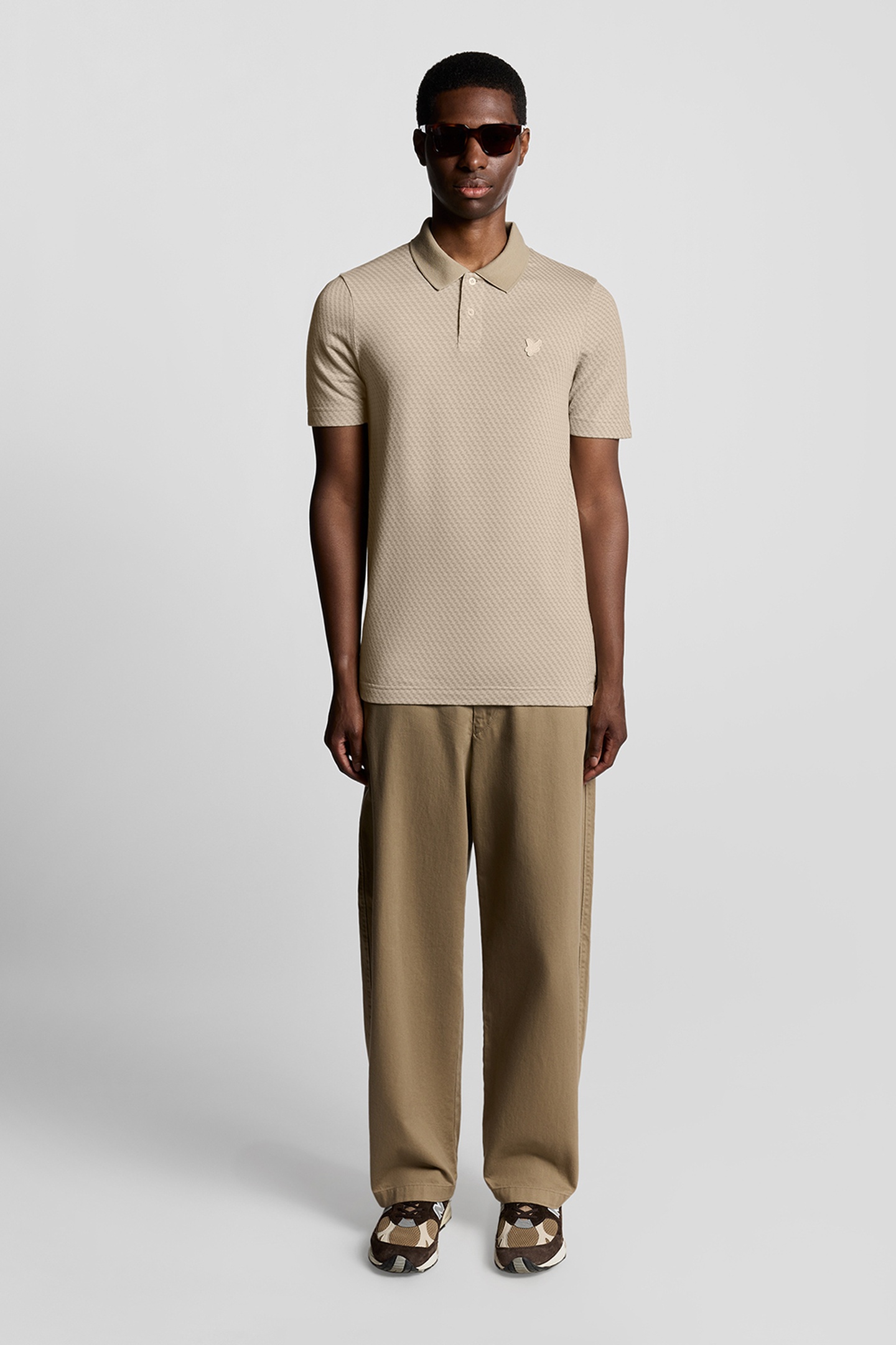 Lyle & Scott Jacquard Polo Shirt Natural Maat: S | Poloshirts Outlet | Heren | Beige