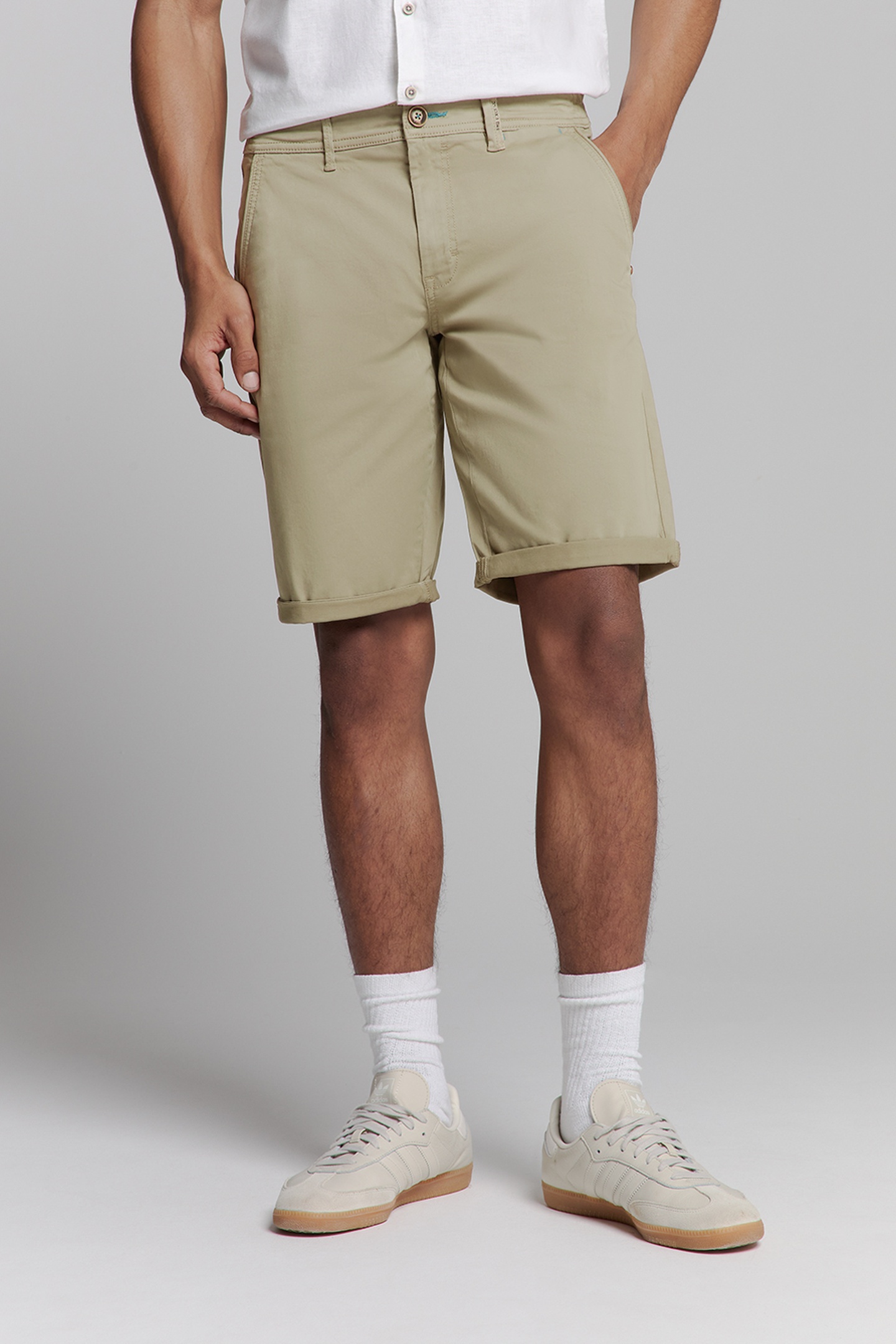 SHORT CHINO GARMENT DYED TWILL STRETCH LIGHT ARMY 1