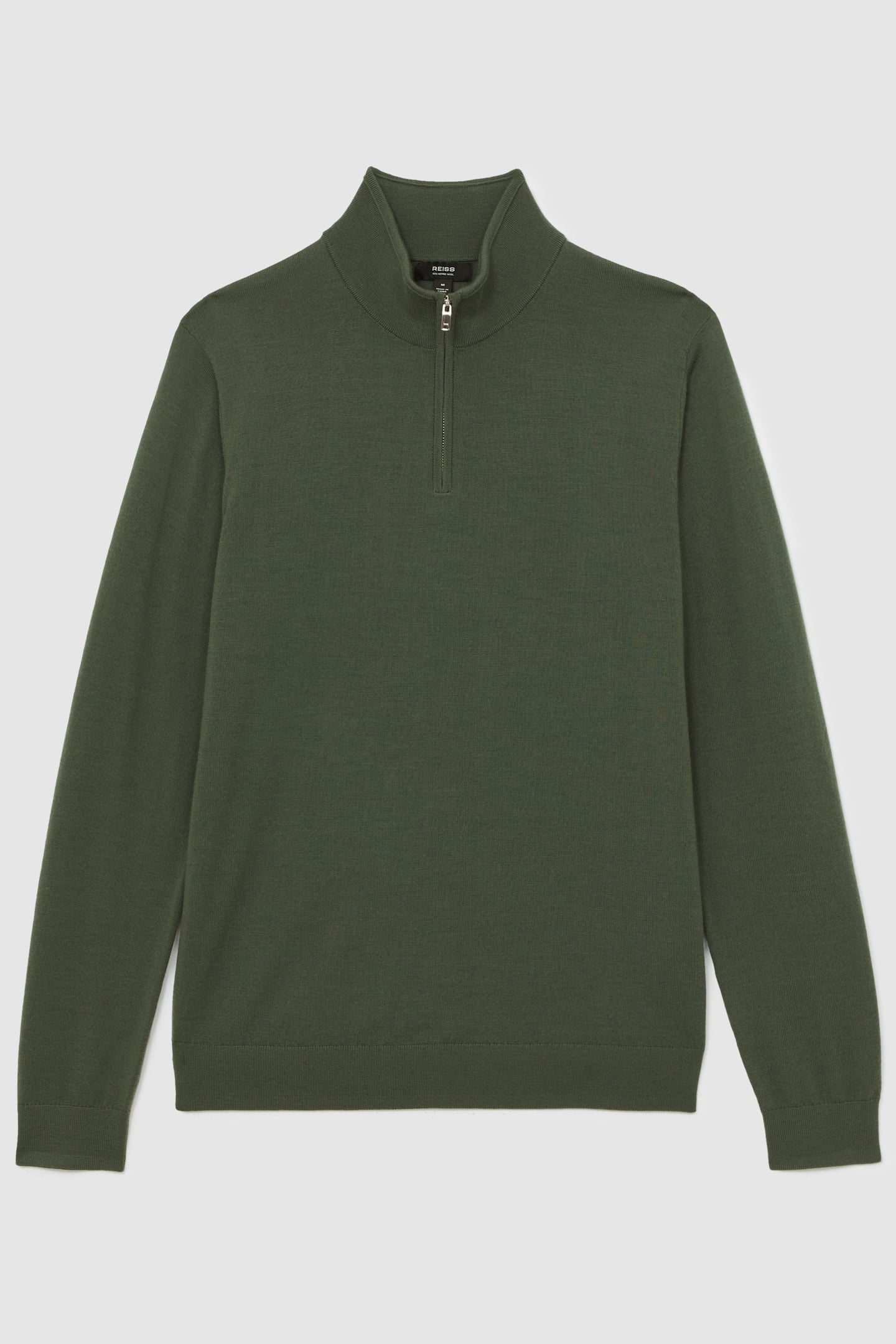 LS HALF ZIP FUNNEL MERINO WOOL JUMPER KALE GREEN 5