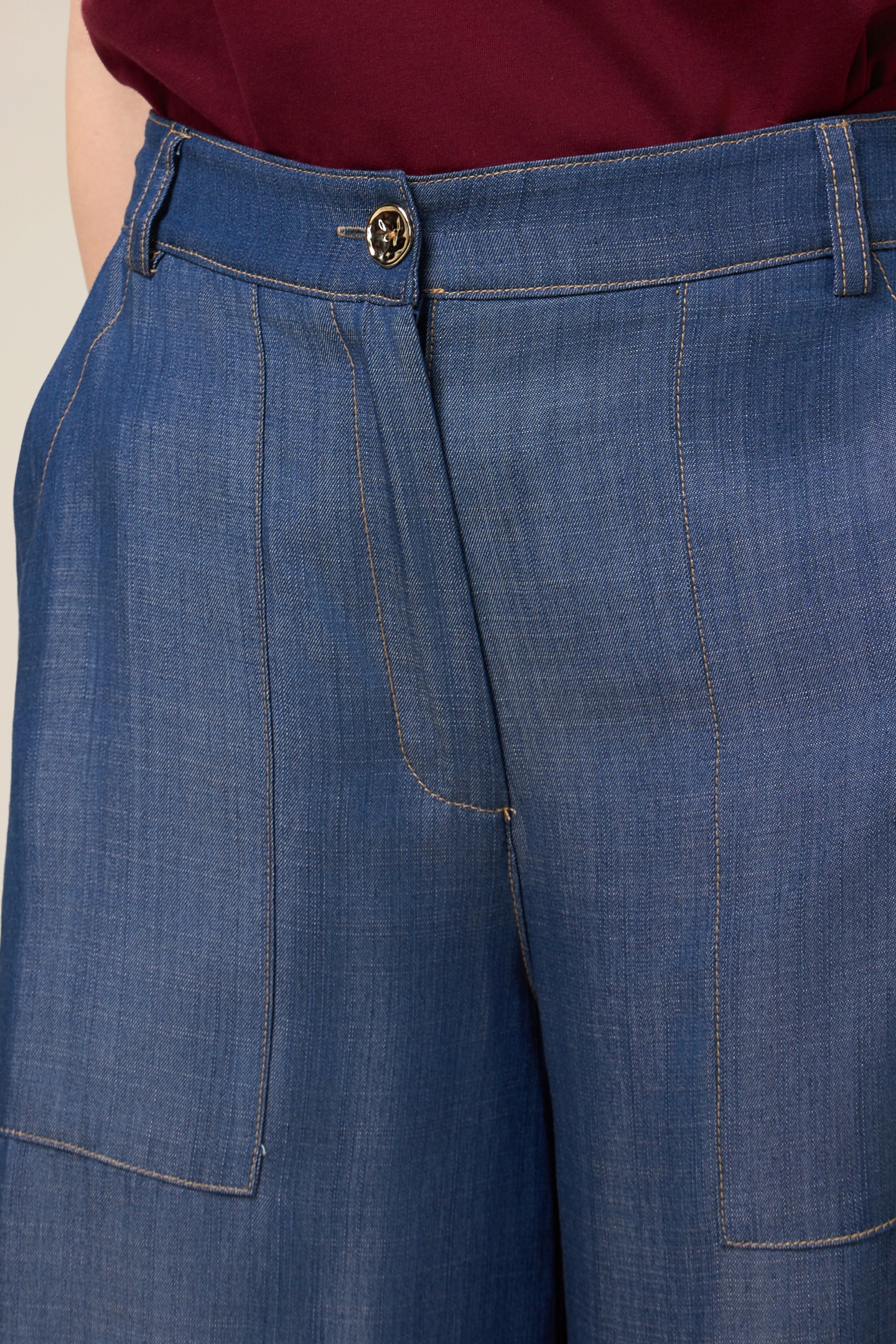 WIDE-LEG PALAZZO JEANS IN TENCEL SATIN BLUE 5