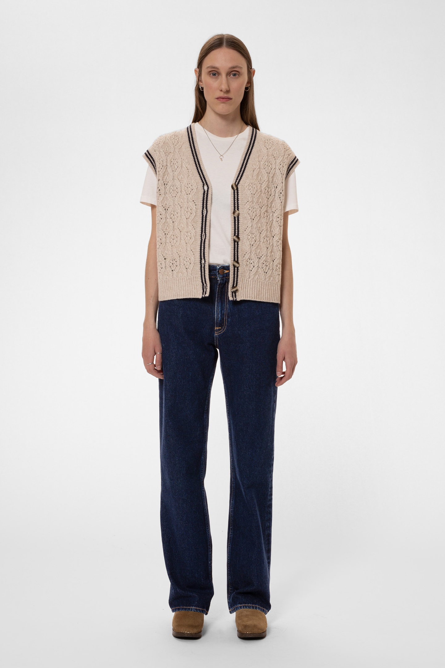 KIM POINTELLE KNIT VEST OAT 1
