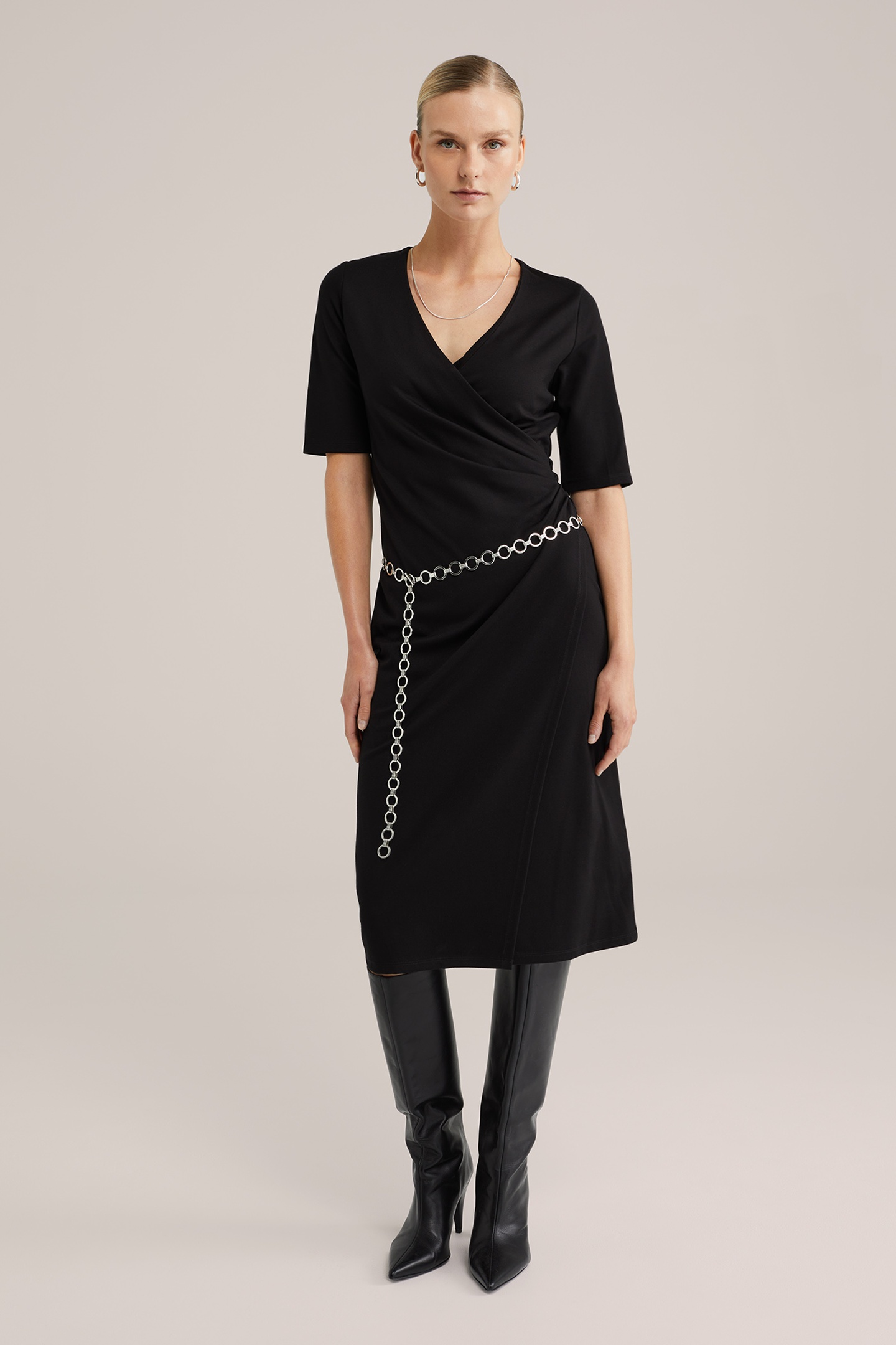 We Fashion Dress Midi Black Maat: S | Midi Jurken Outlet | Dames | Zwart