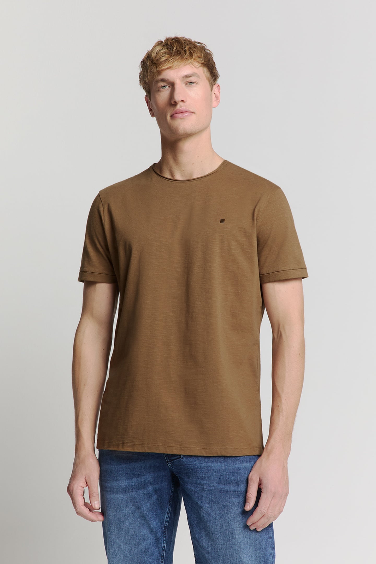 T-SHIRT CREWNECK SLUB CAMEL 1