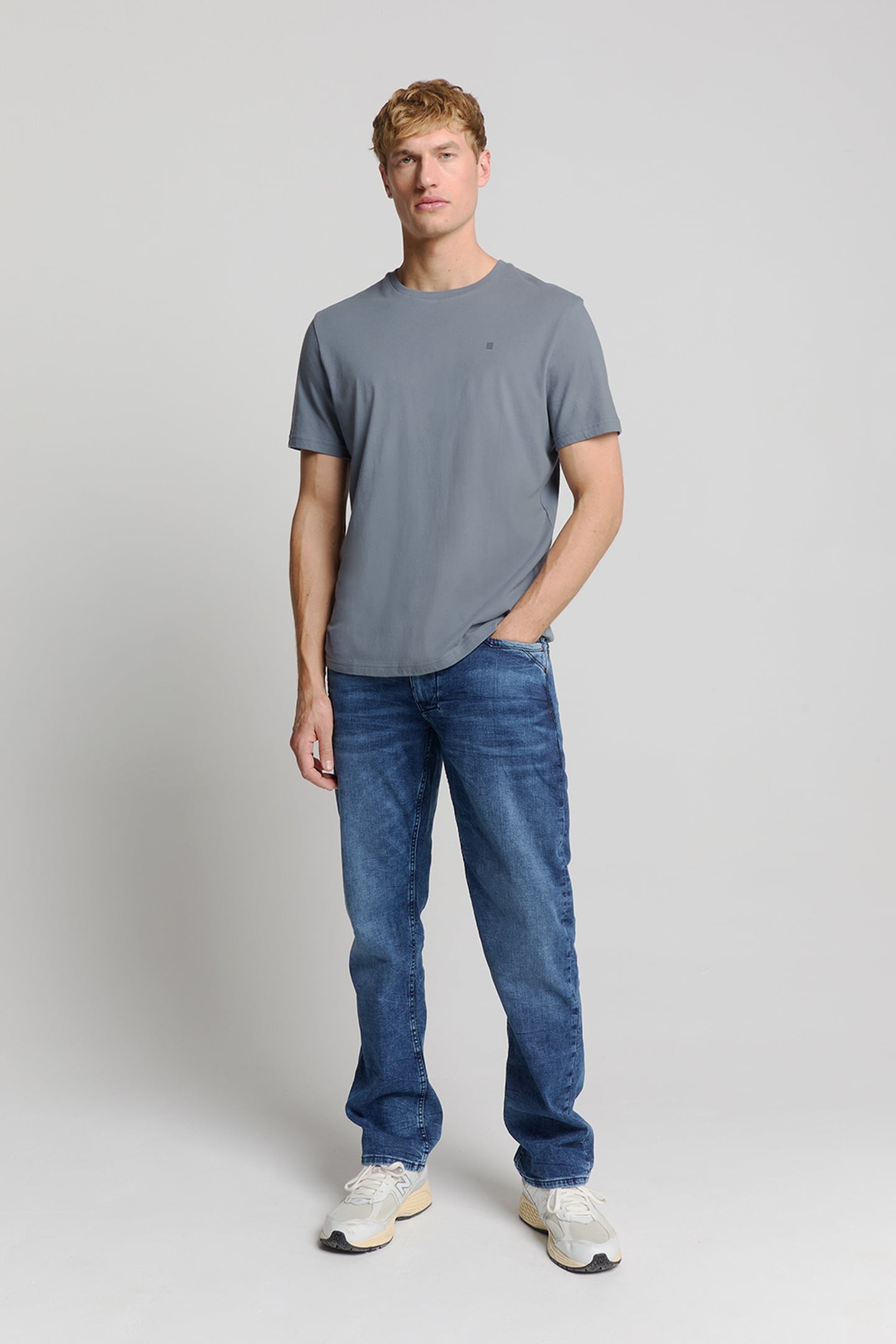T-SHIRT CREWNECK SOLID BASIC WASHED BLUE 3