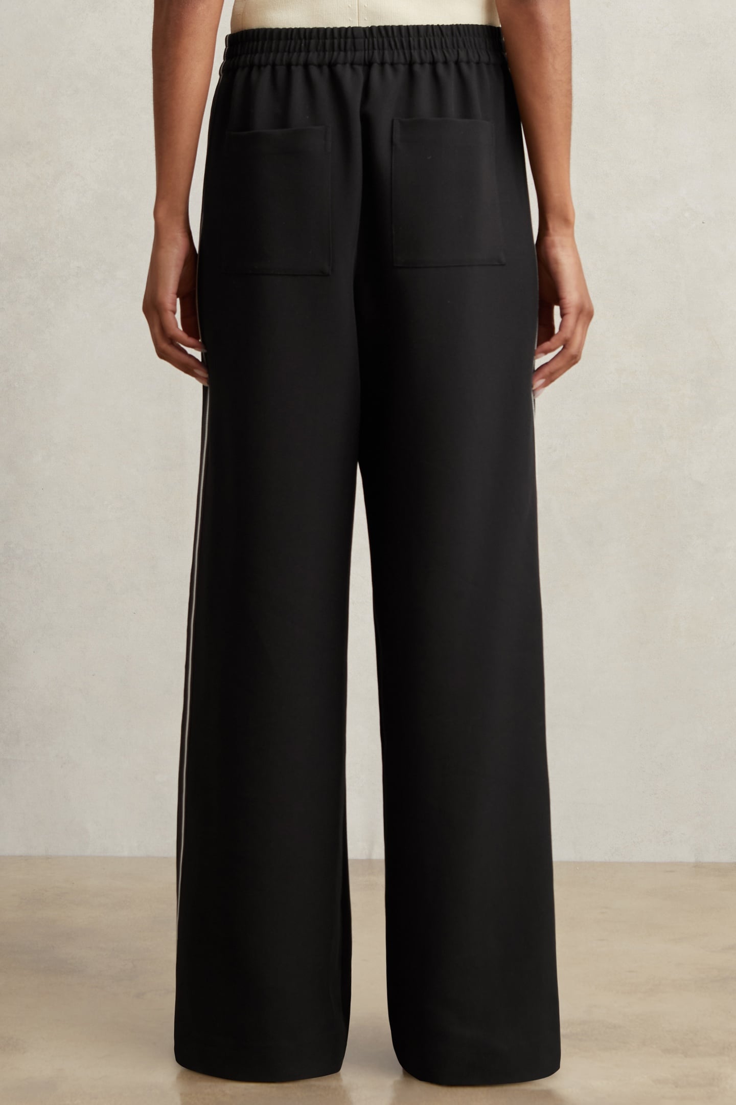 SIDE STRIPE WIDE LEG TROUSER BLACK 2