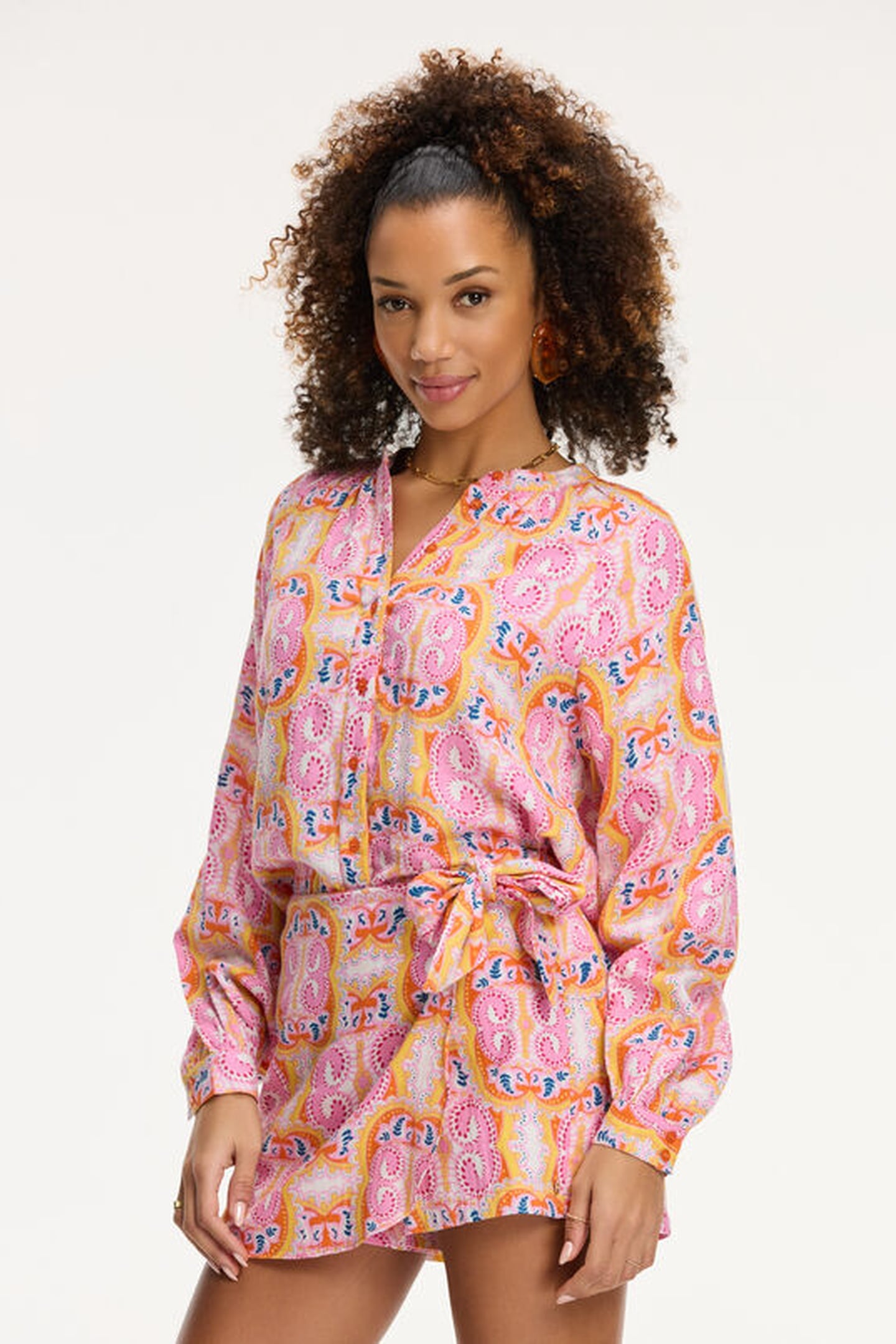 EZRA BLOUSE MYKONOS PAISLEY ORANGE MYKONOS PAISLEY 1