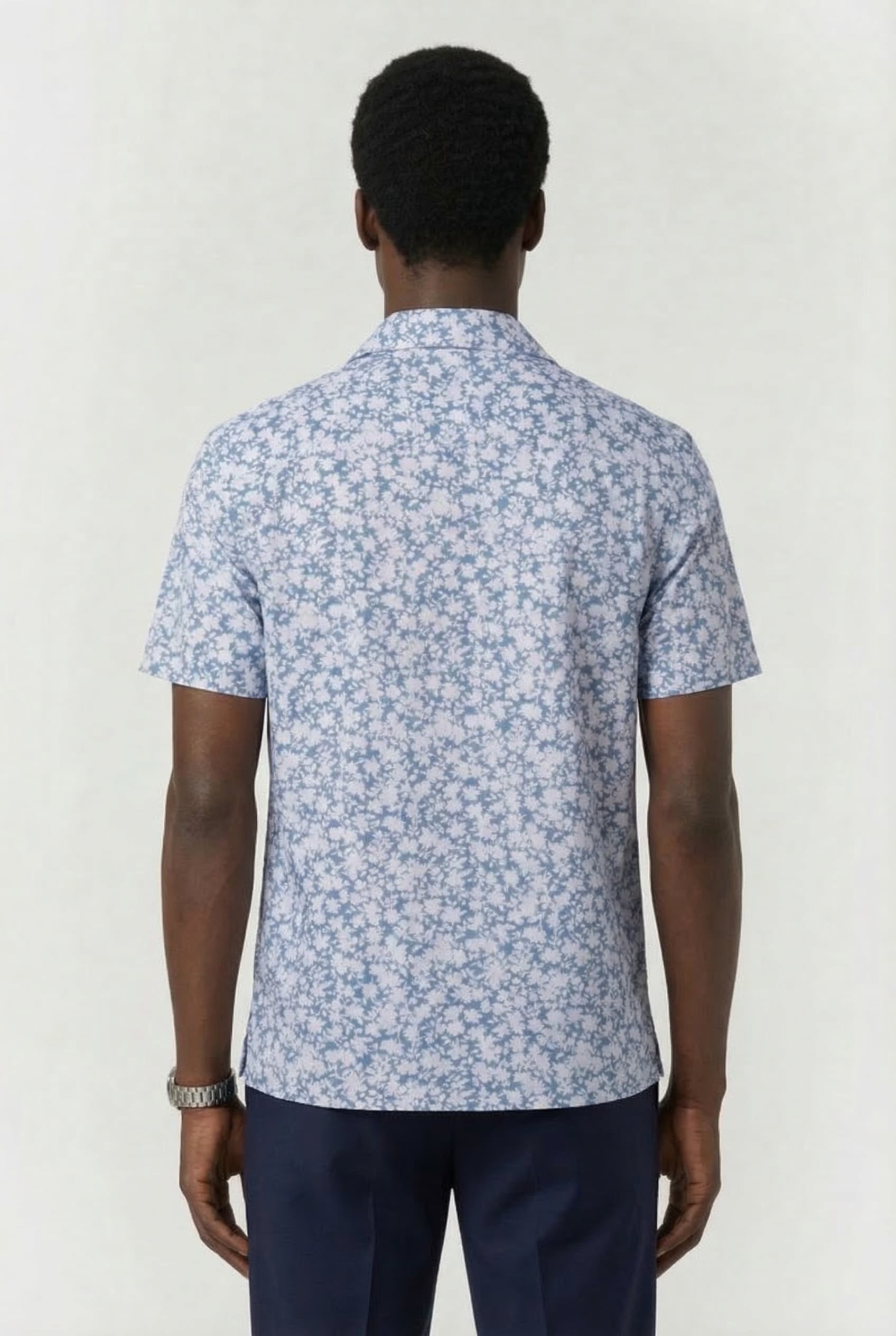 SHORT SLEEVE SHIRT IN BLUE FLORAL PRINT 2