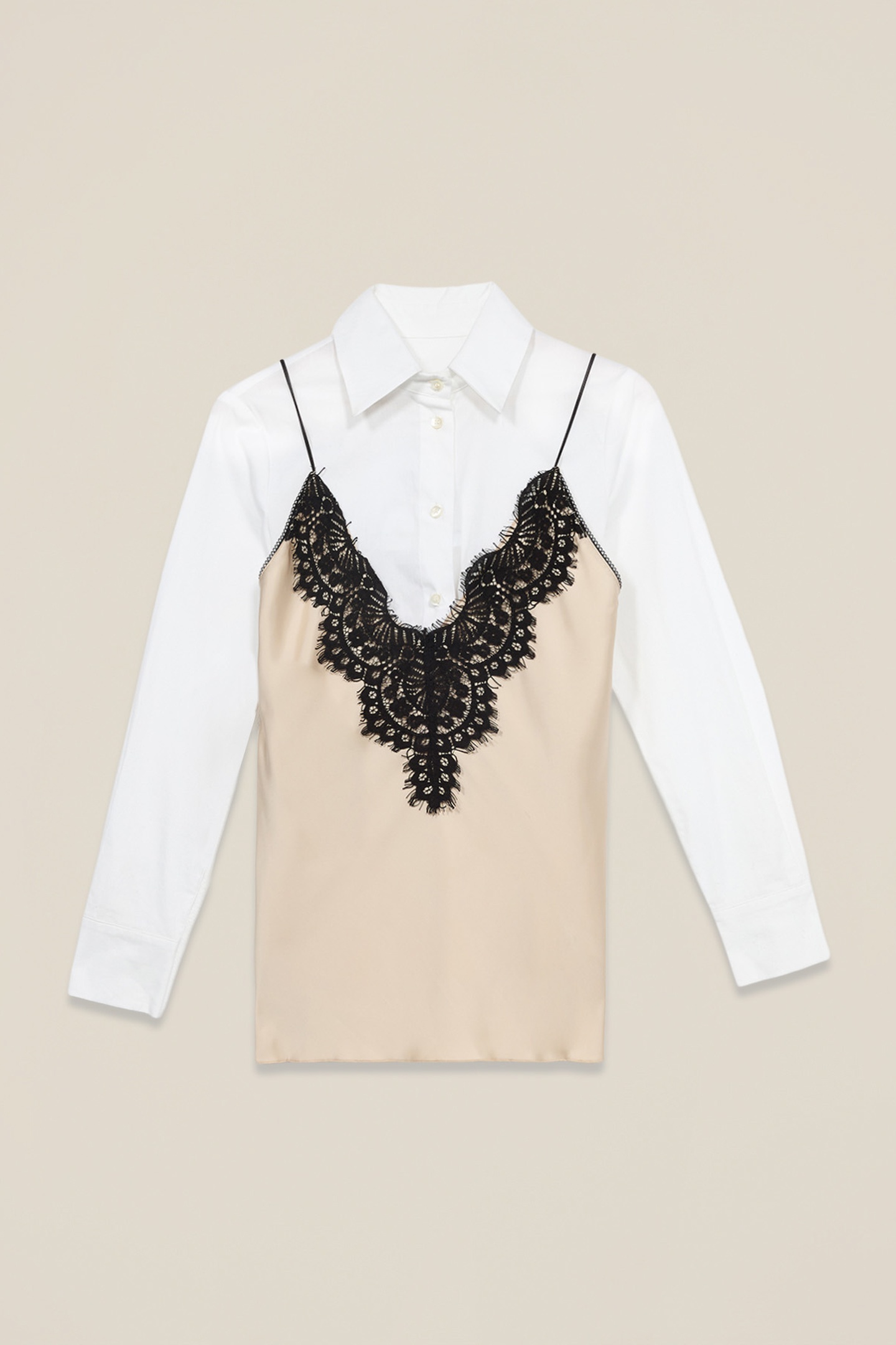 TWO-MATERIAL SHIRT WITH LACE WHITE 3