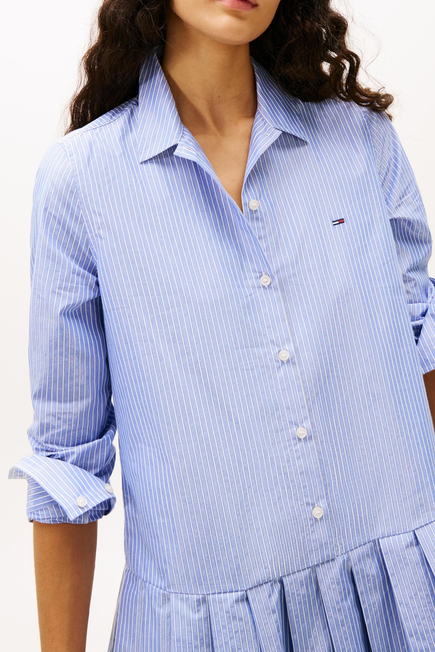 PLEATED PARTY SHIRT DRESS LIGHT BLUE 4