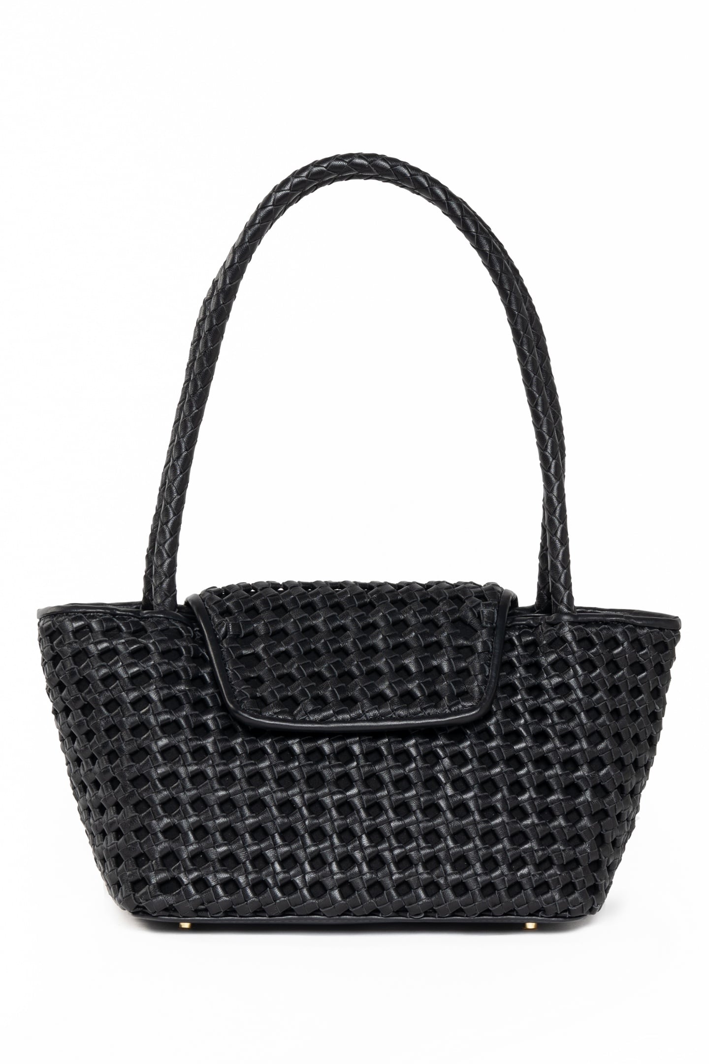 COURRIER TOTE WOVEN LEATHER BLACK 2