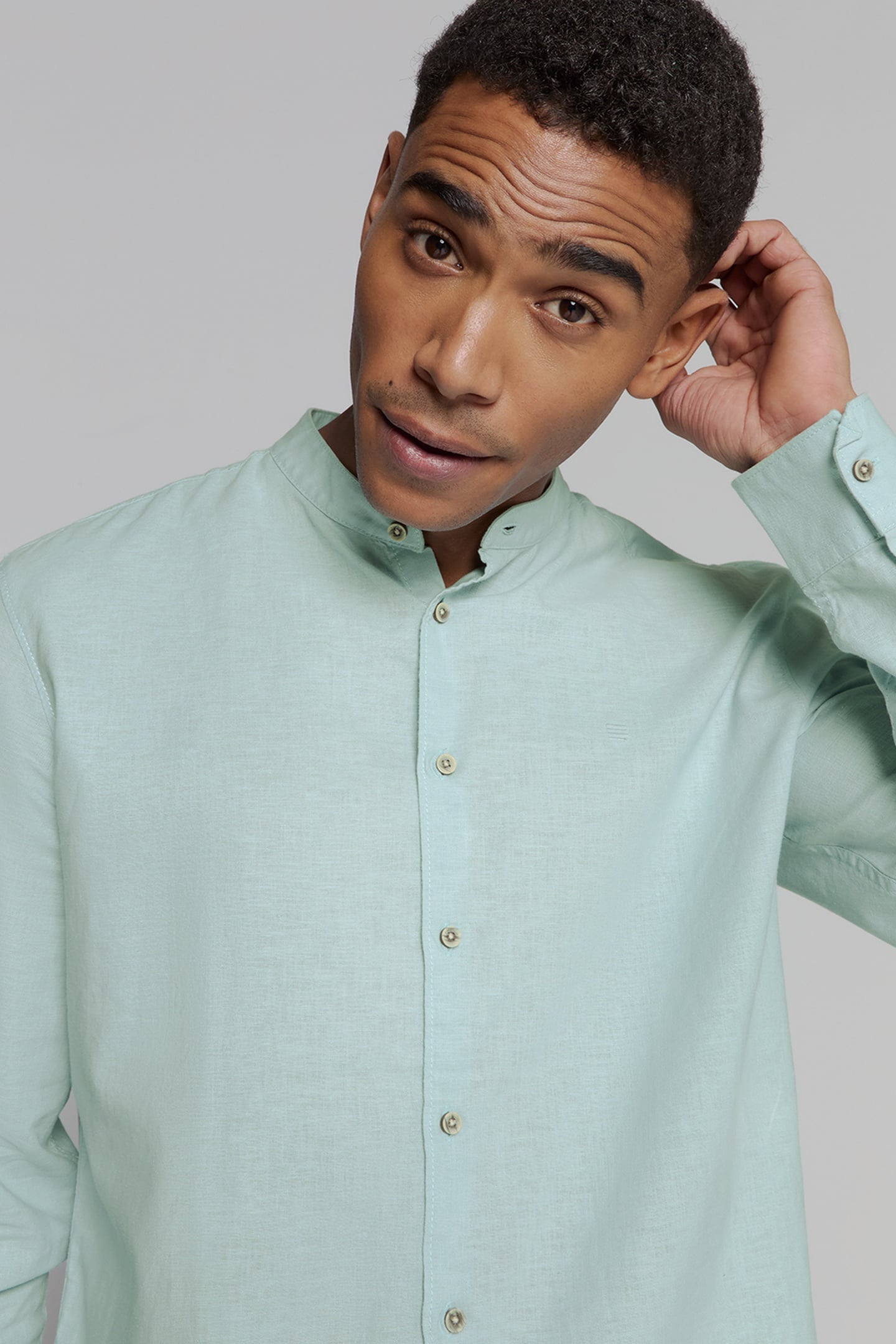 SHIRT GRANDDAD SOLID WITH LINEN ICE 4