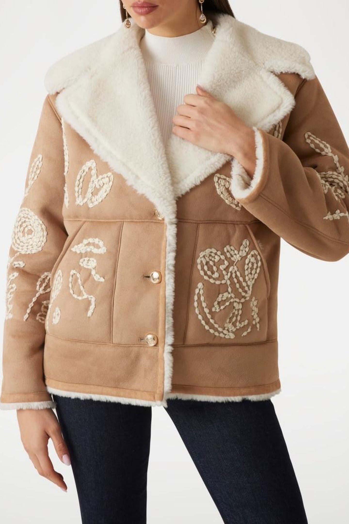 MARCIANO BY GUESS EVA EMBELLISHED JACKET DESERT MUD MULTI 2