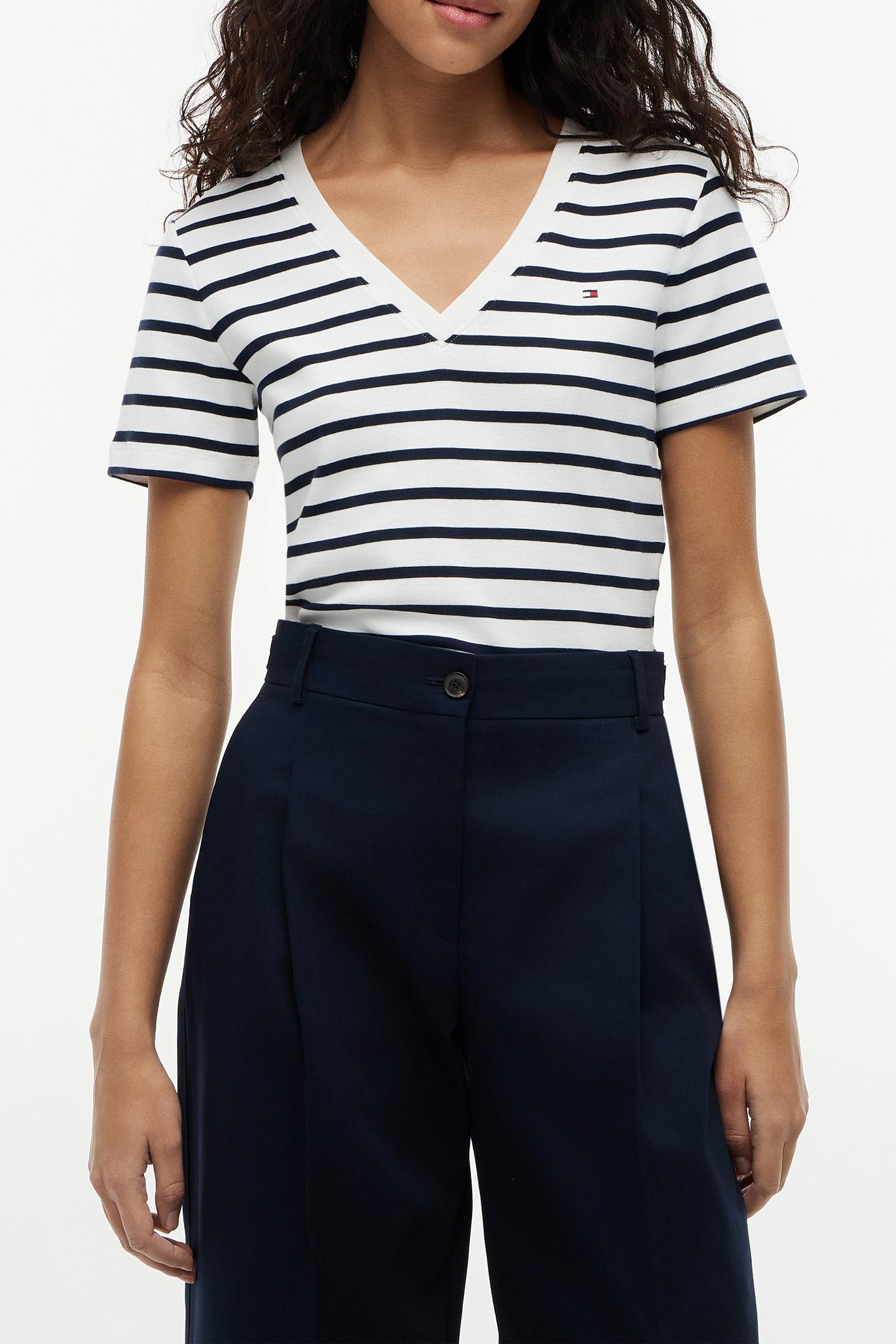 SLIM CODY V-NECK SS T-SHIRT BRETON/ECU/DARK NIGHT NAVY 2