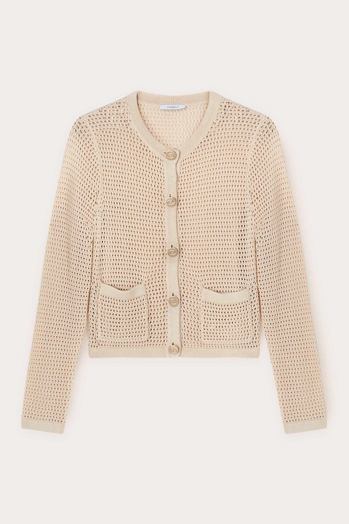 OPENWORK KNITTED CARDIGAN BEIGE 5
