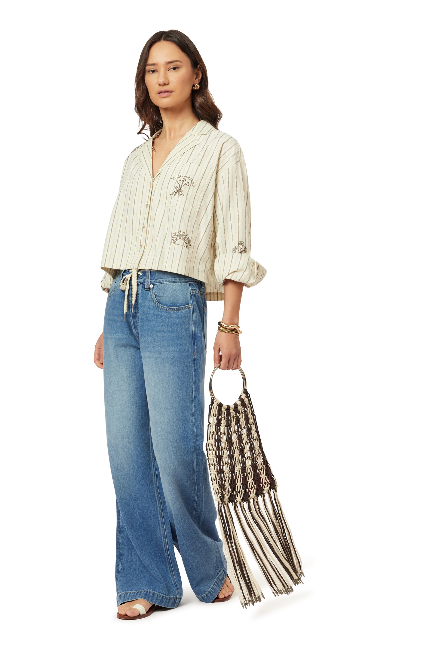 EMBROIDERED NOTCH LAPEL SHIRT HOT FUDGE STRIPE 5