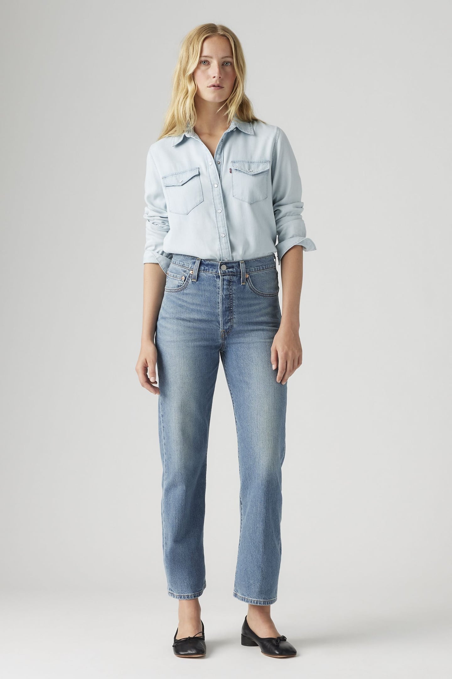 RIBCAGE STRAIGHT ANKLE COTTON LINEN JEANS BLUE 1