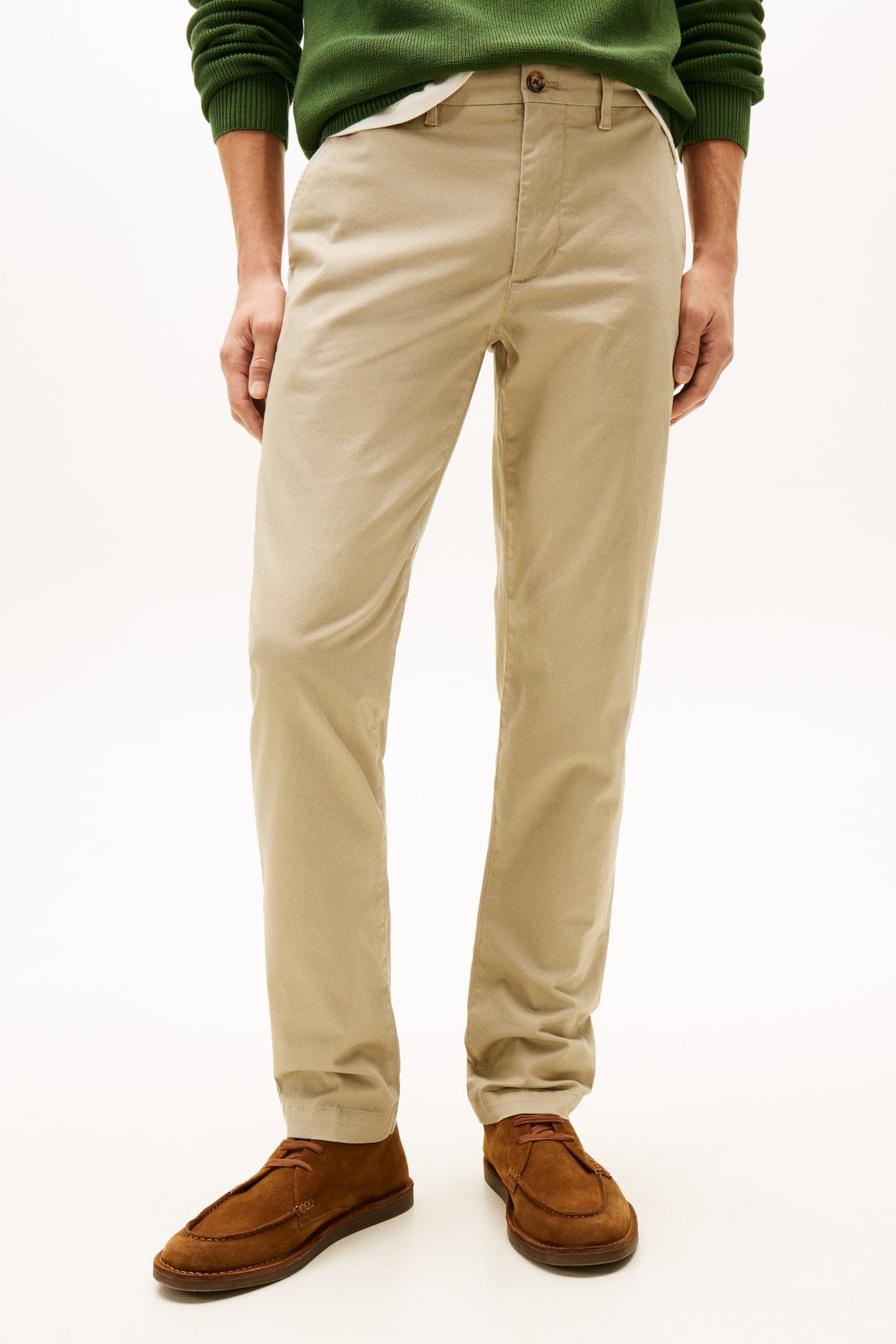 BLEECKER TEXTURED PRINT SLIM TROUSERS BATIQUE KHAKI 1