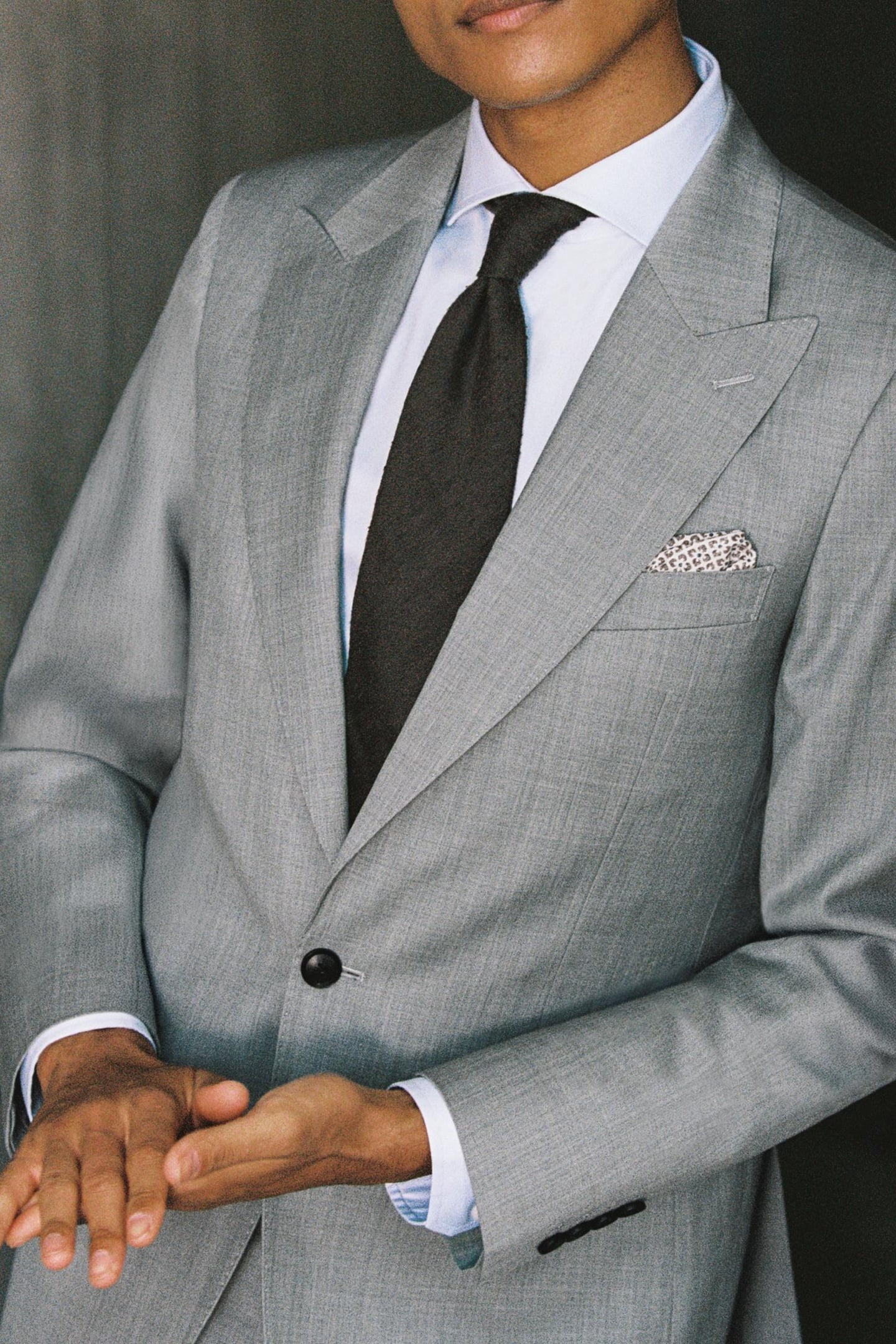 SB 1B PEAK WOOL BLAZER MID GREY 7