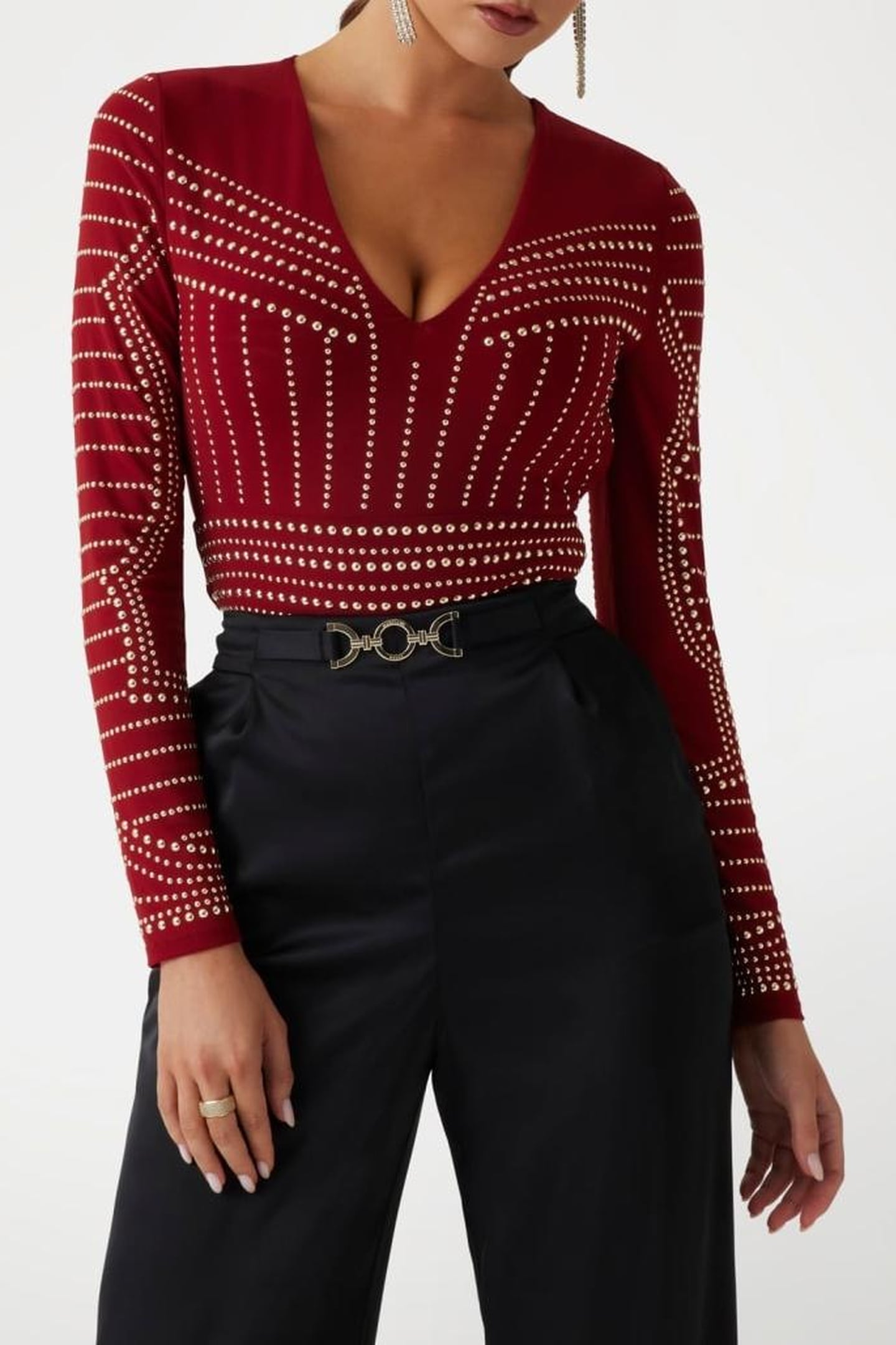 MARCIANO BY GUESS KRISTAL BODYSUIT DARK JAM RED 2