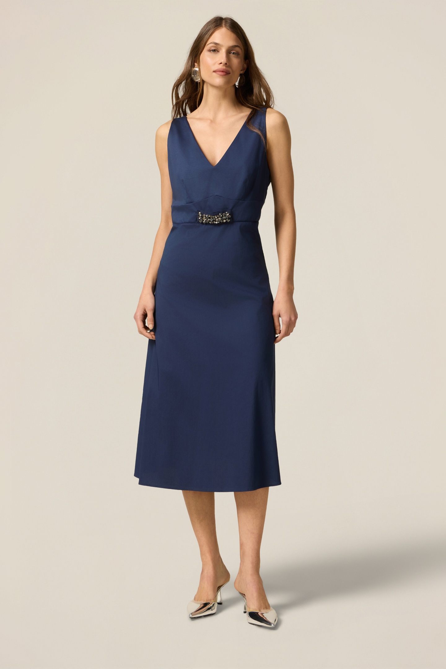 POPLIN DRESS WITH JEWEL PATCH BLUE 2