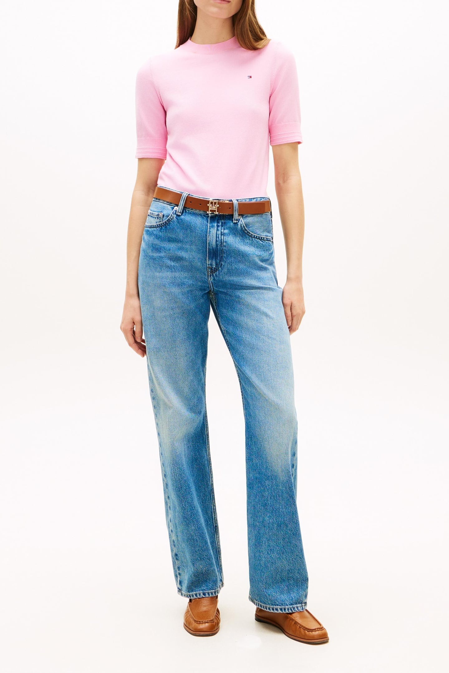 FINE KNIT JERSEY SHORT SLEEVE JUMPER ROSE PETAL 1