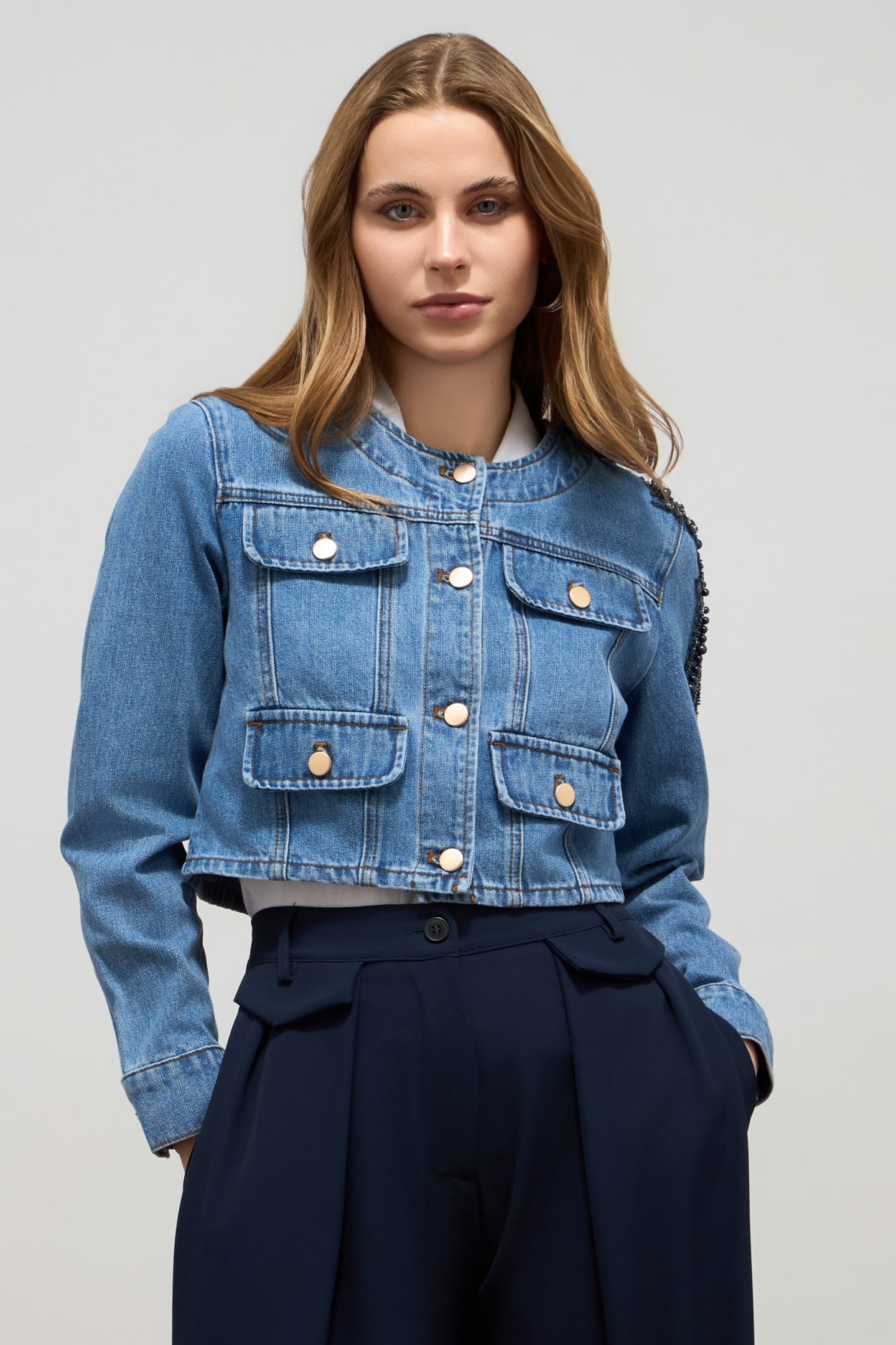 DENIM JACKET WITH APPLIQUÉS LIGHT BLUE 2