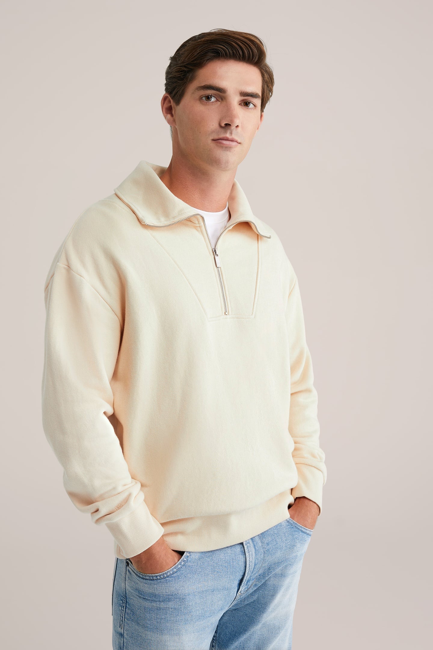 HALFWAY ZIPPER ECRU 1