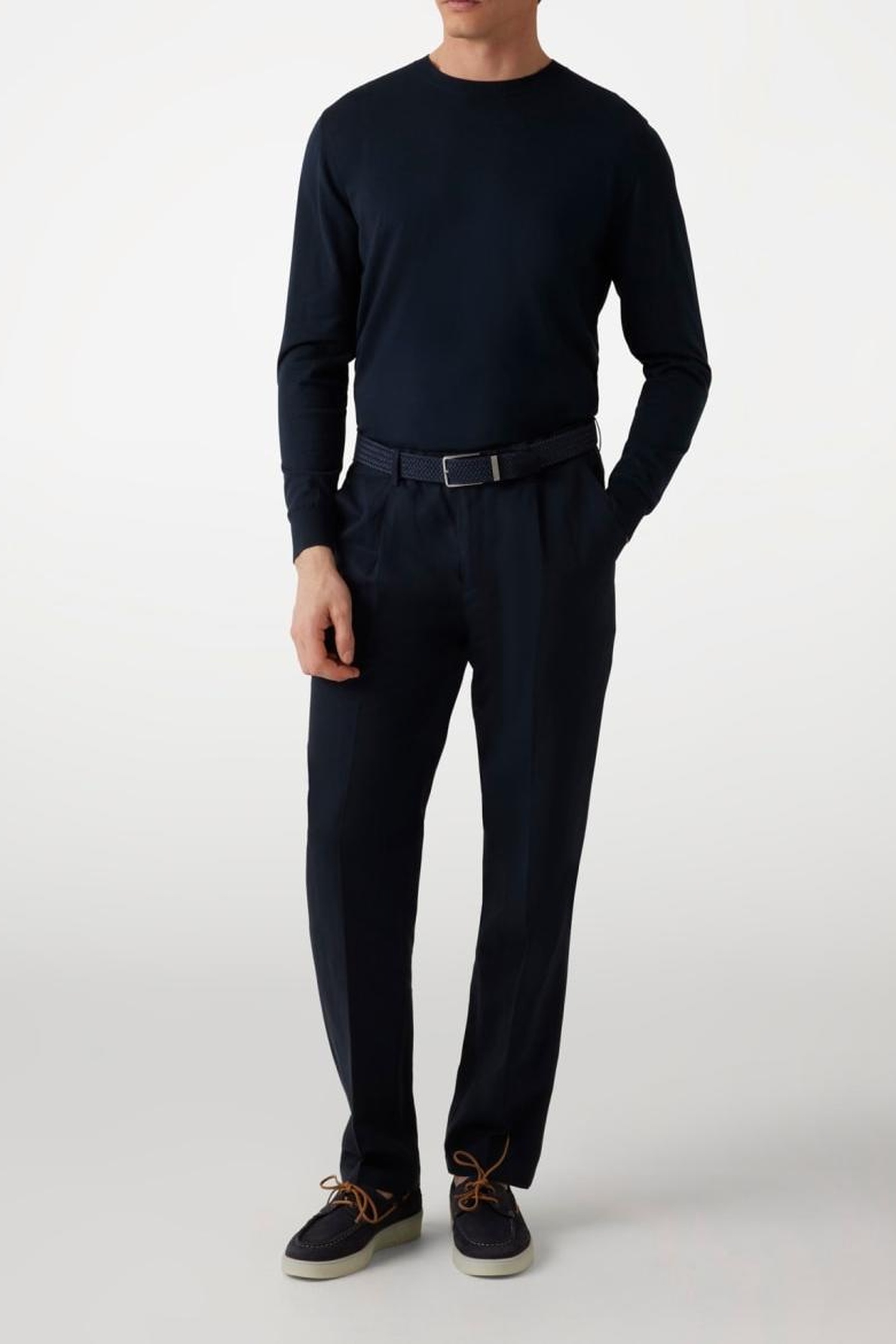 GUESS Marciano By  Cn Ls Silk Cotton Sweater Navy Sea Maat: L | Sweaters Outlet | Heren | Blauw