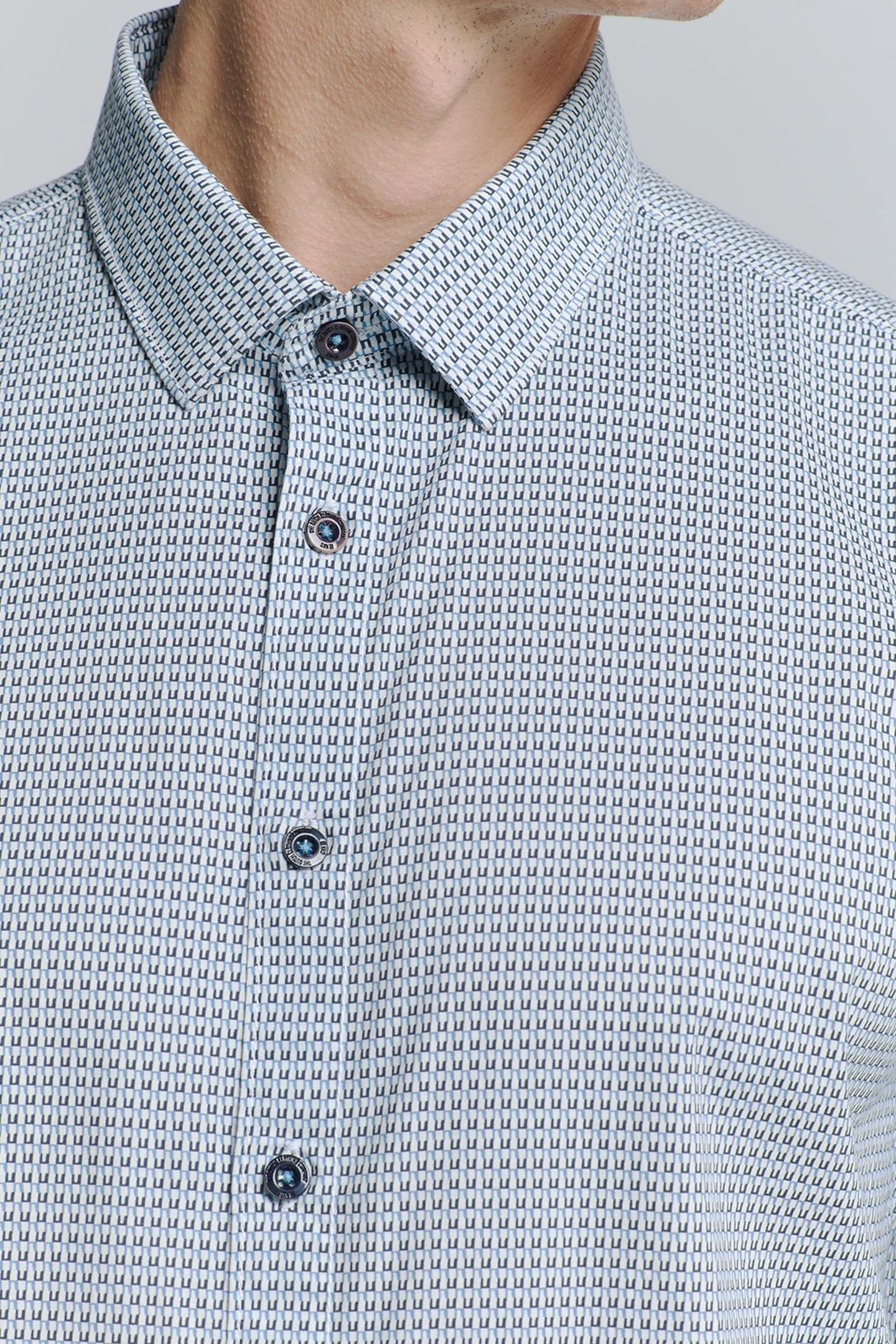 SHIRT STRETCH ALLOVER PRINTED SEABLUE 7