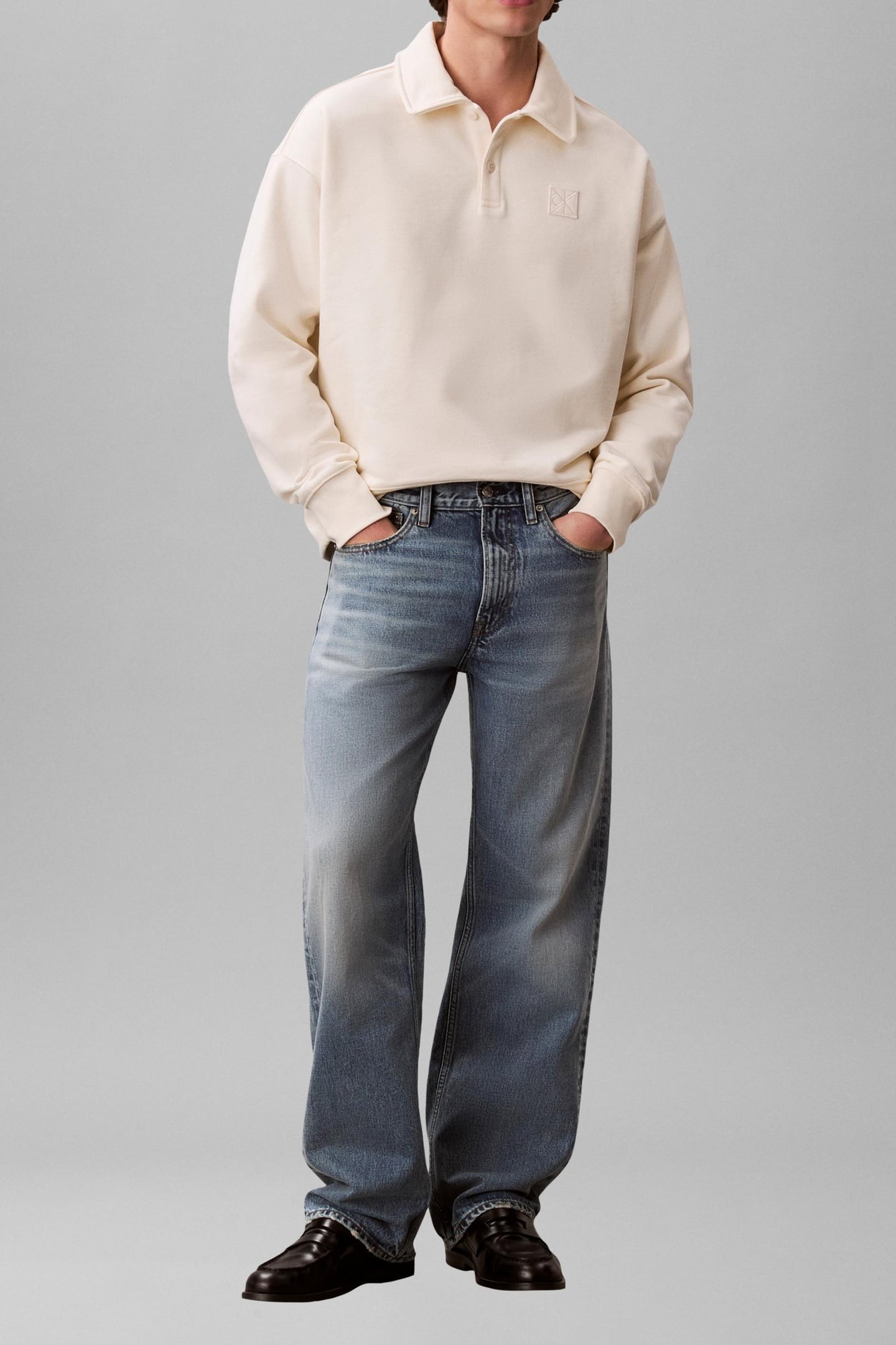 LS HEAVY WEIGHT TERRY SWEATSHIRT ANTIQUE WHITE 3