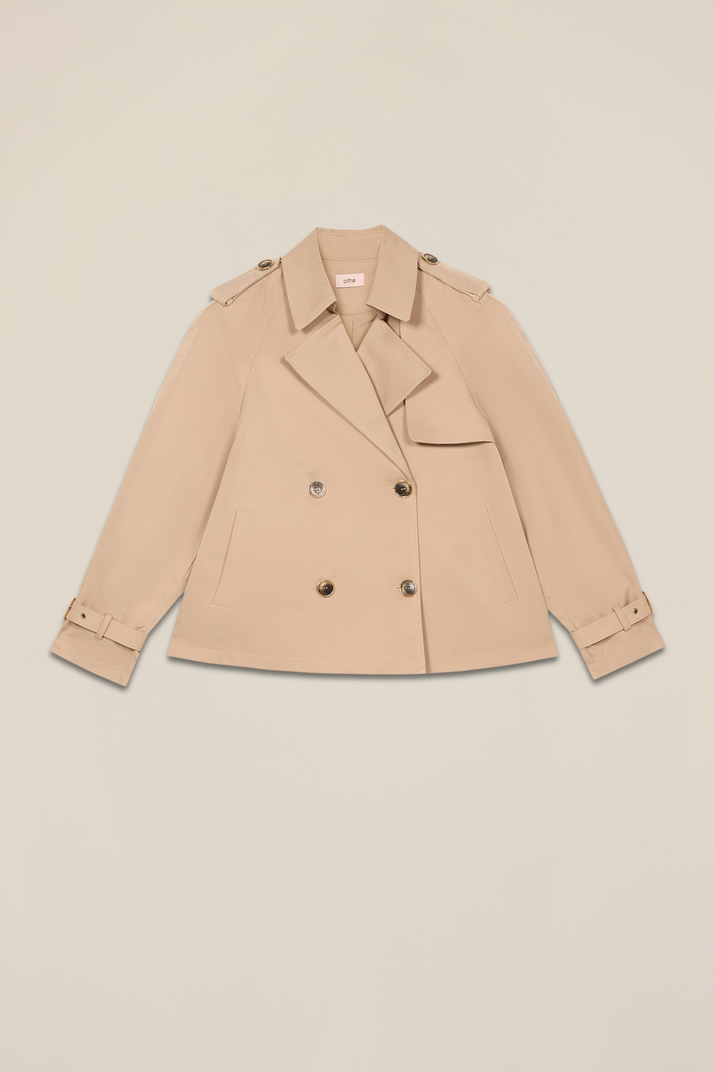 SHORT DOUBLE-BREASTED TRENCH COAT BEIGE 5