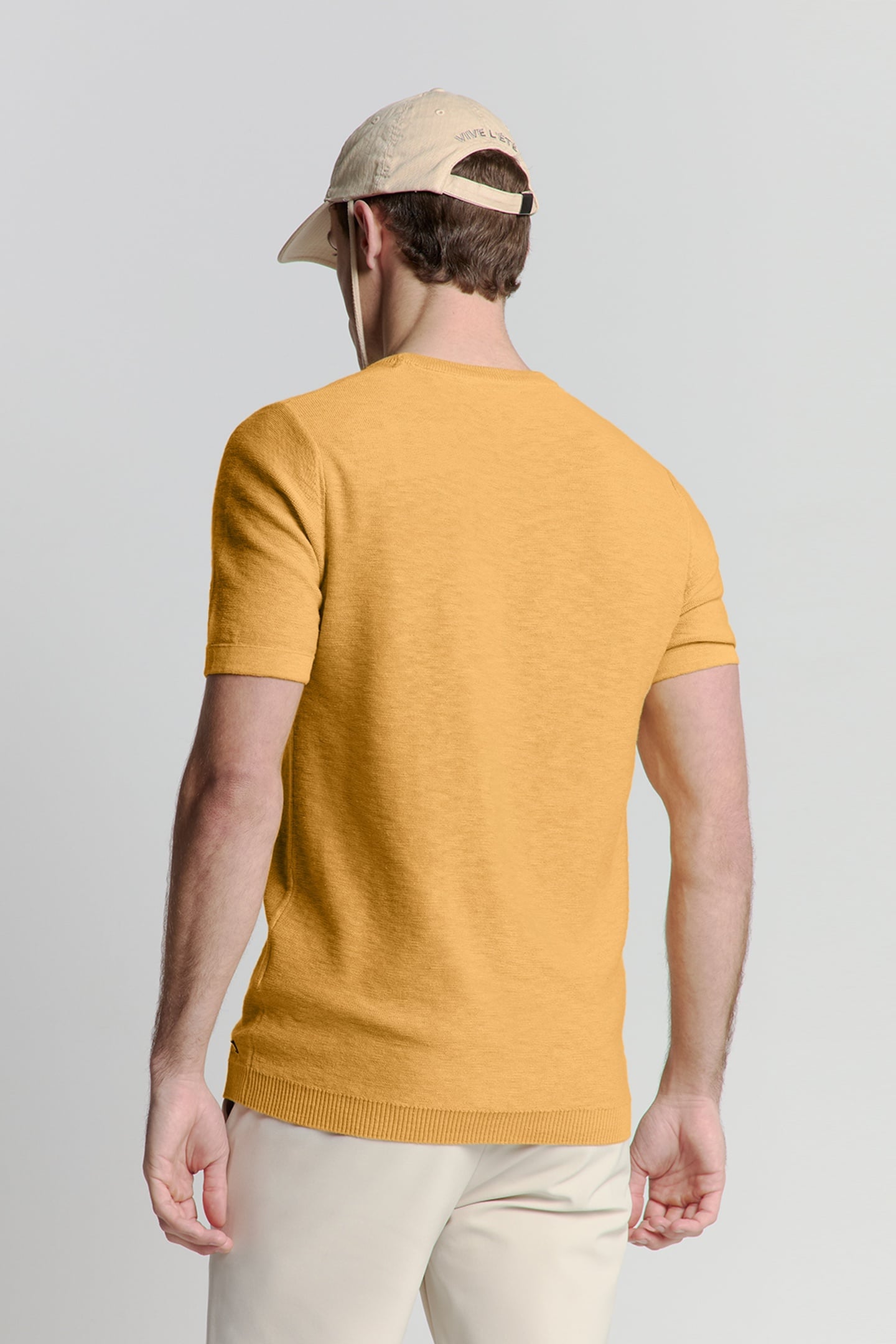 PULLOVER SHORT SLEEVE CREWNECK SOLID SLUB KNIT YELLOW 2