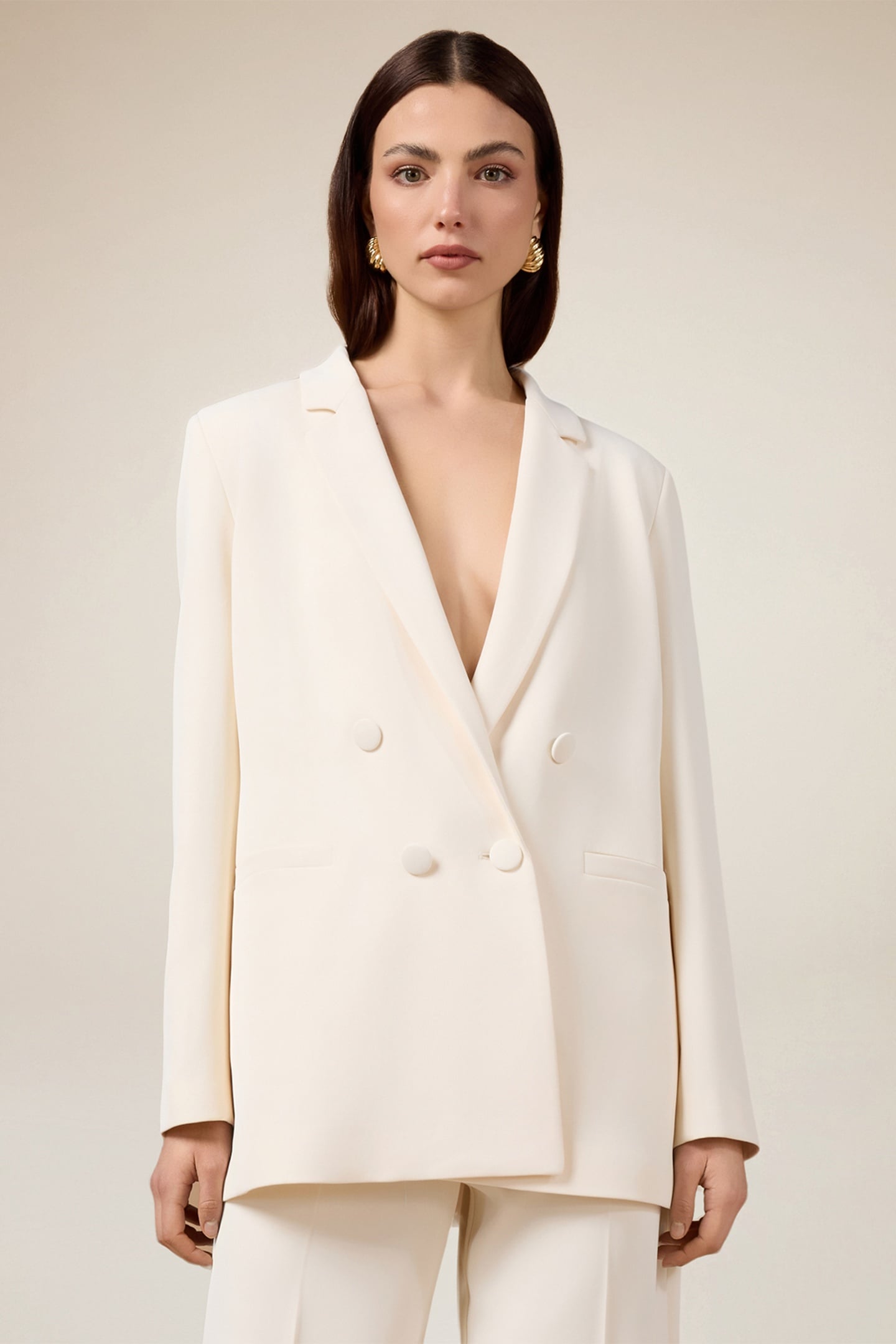 DOUBLE-BREASTED BLAZER IN CREPE FABRIC WHITE 2