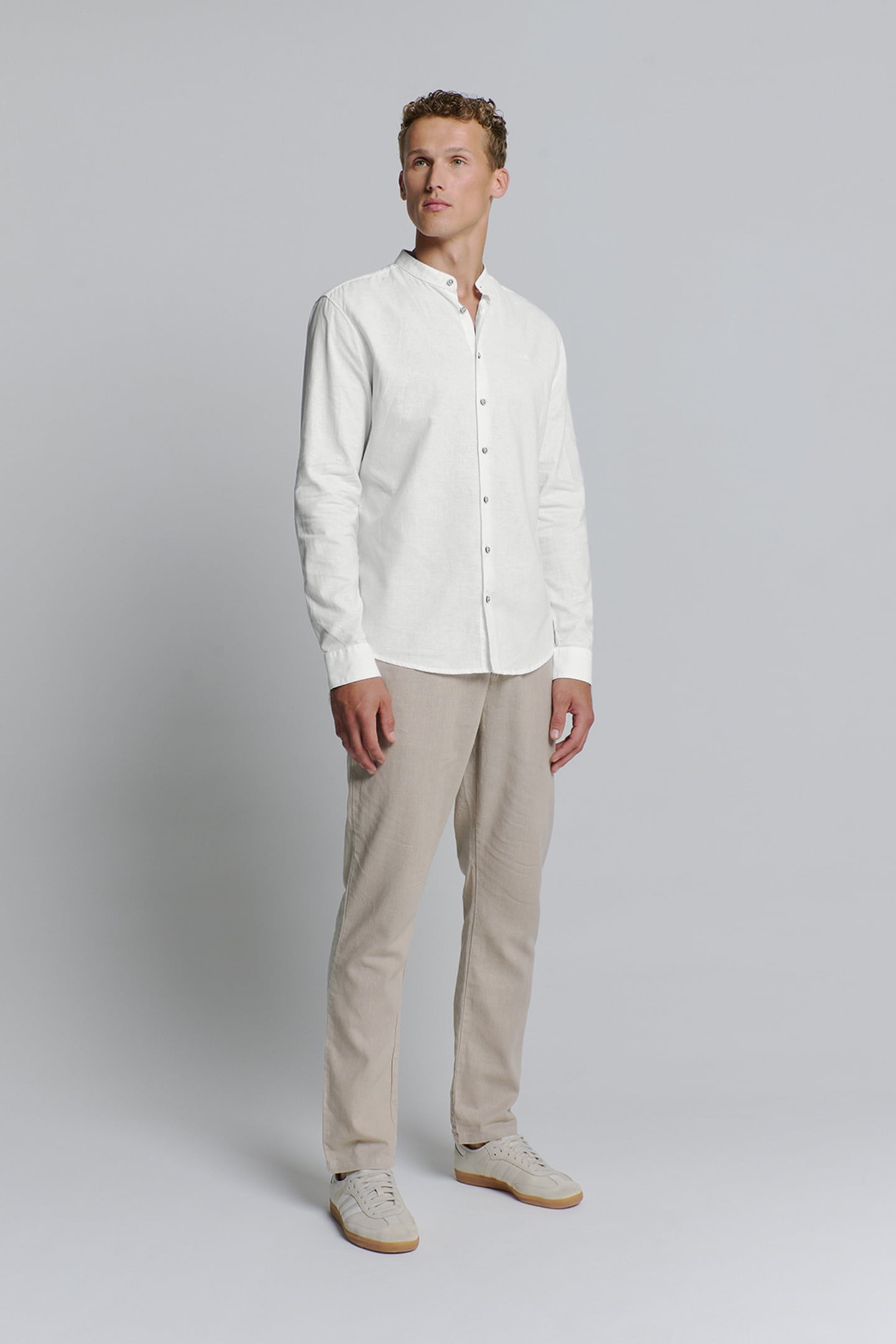 SHIRT GRANDDAD SOLID WITH LINEN WHITE 3