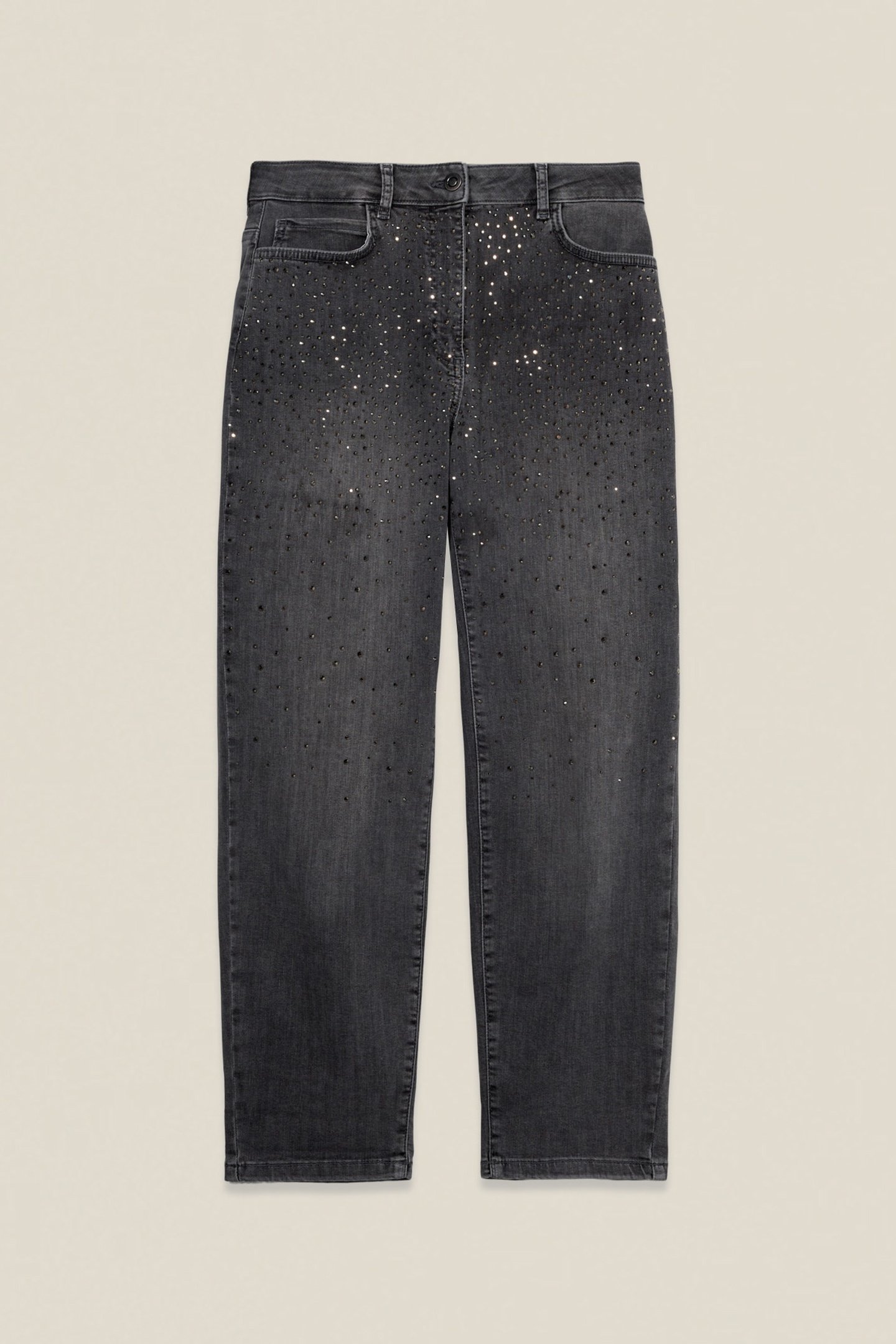 REGULAR JEANS WITH RHINESTONE APPLICATIONS GREY 3