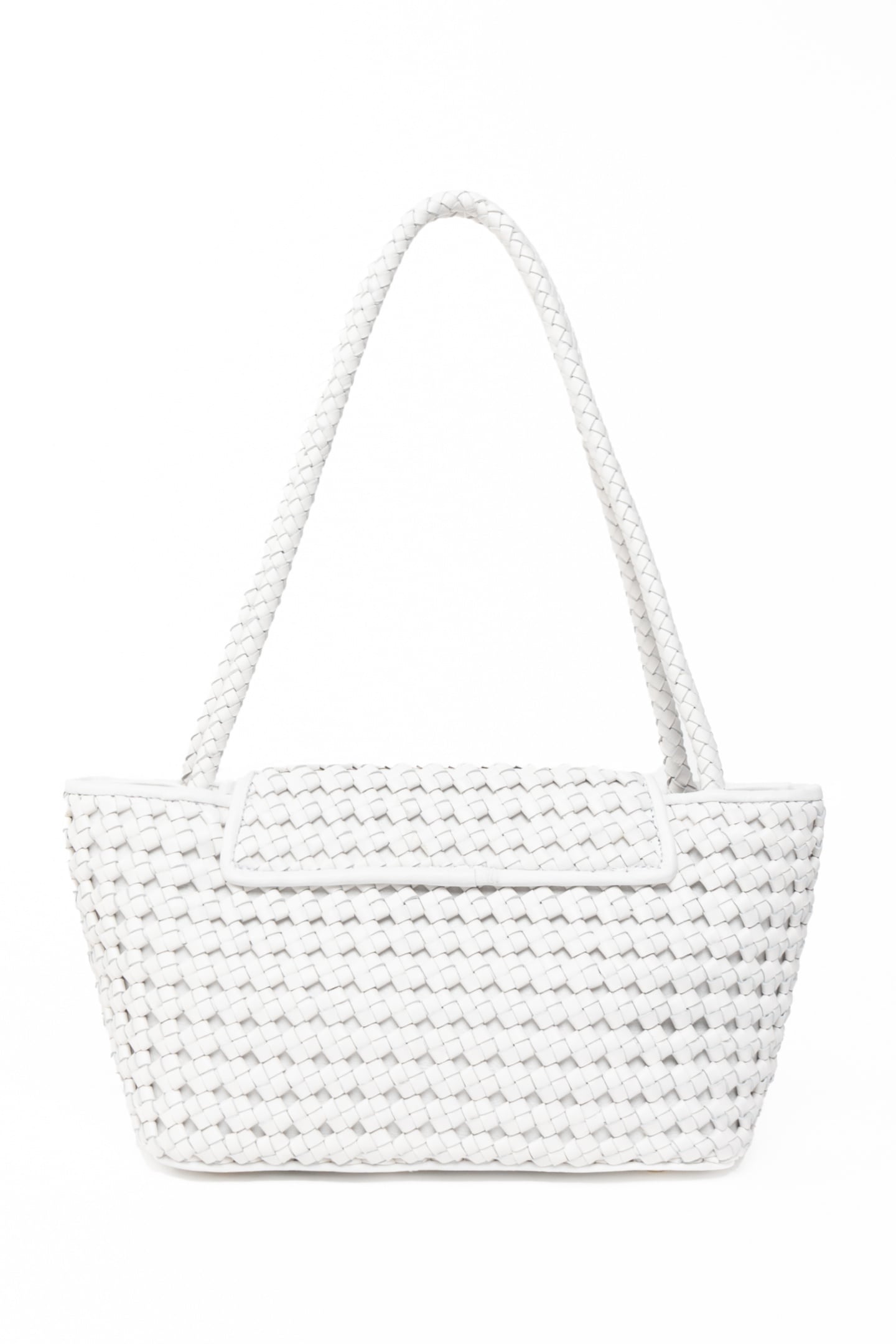 COURRIER TOTE WOVEN LEATHER WHITE 3