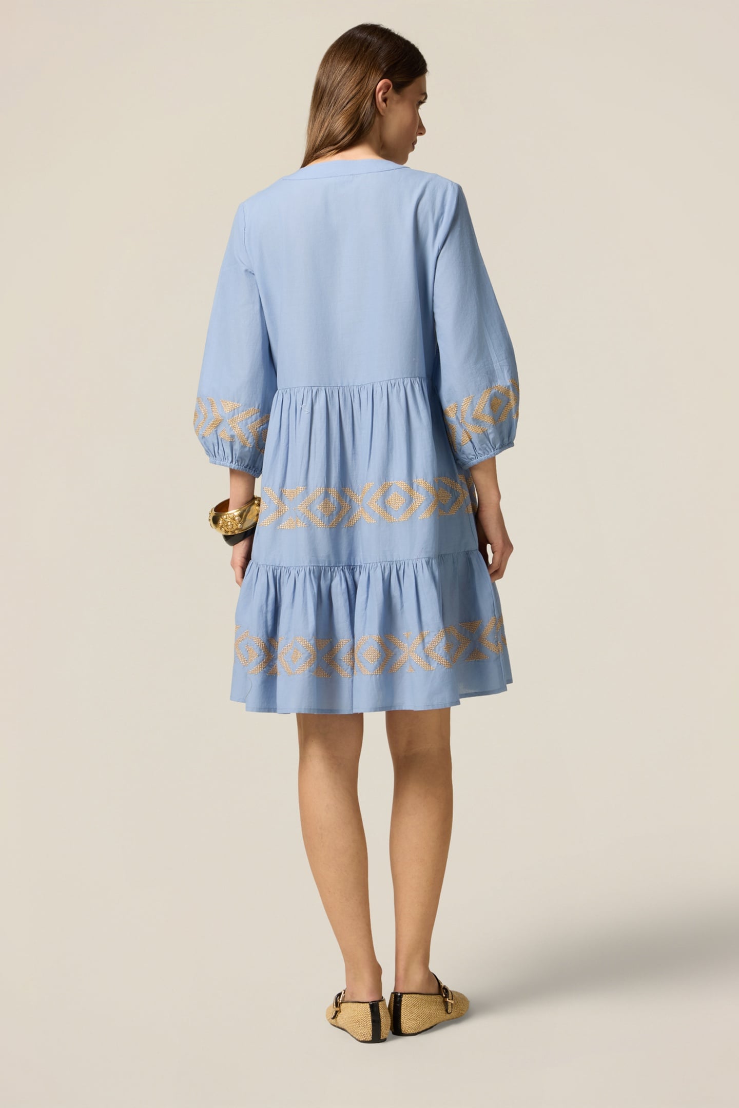 FLARED DRESS WITH EMBROIDERY LIGHT BLUE 3