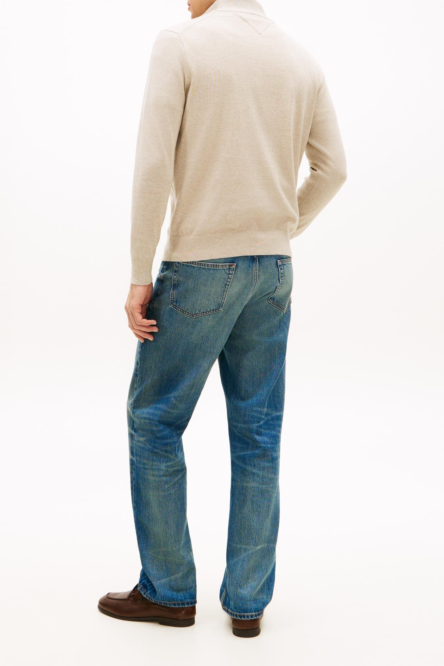 ESSENTIAL COTTON HALF ZIP SANDALWOOD HEATHER 2