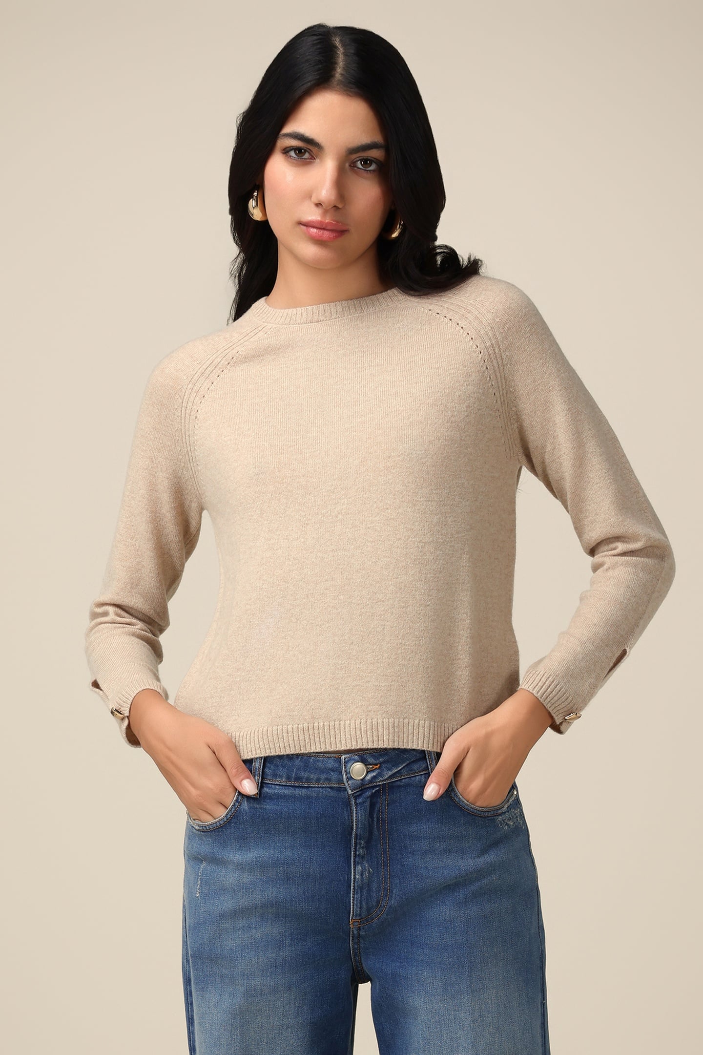 CASHMERE BLEND CREW-NECK SWEATER LIGHT BLUE 1