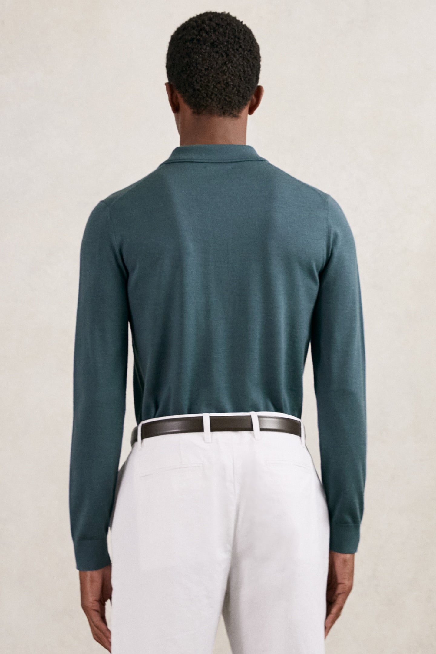 LS HALF BUTTON MERINO WOOL POLO ORION BLUE 2