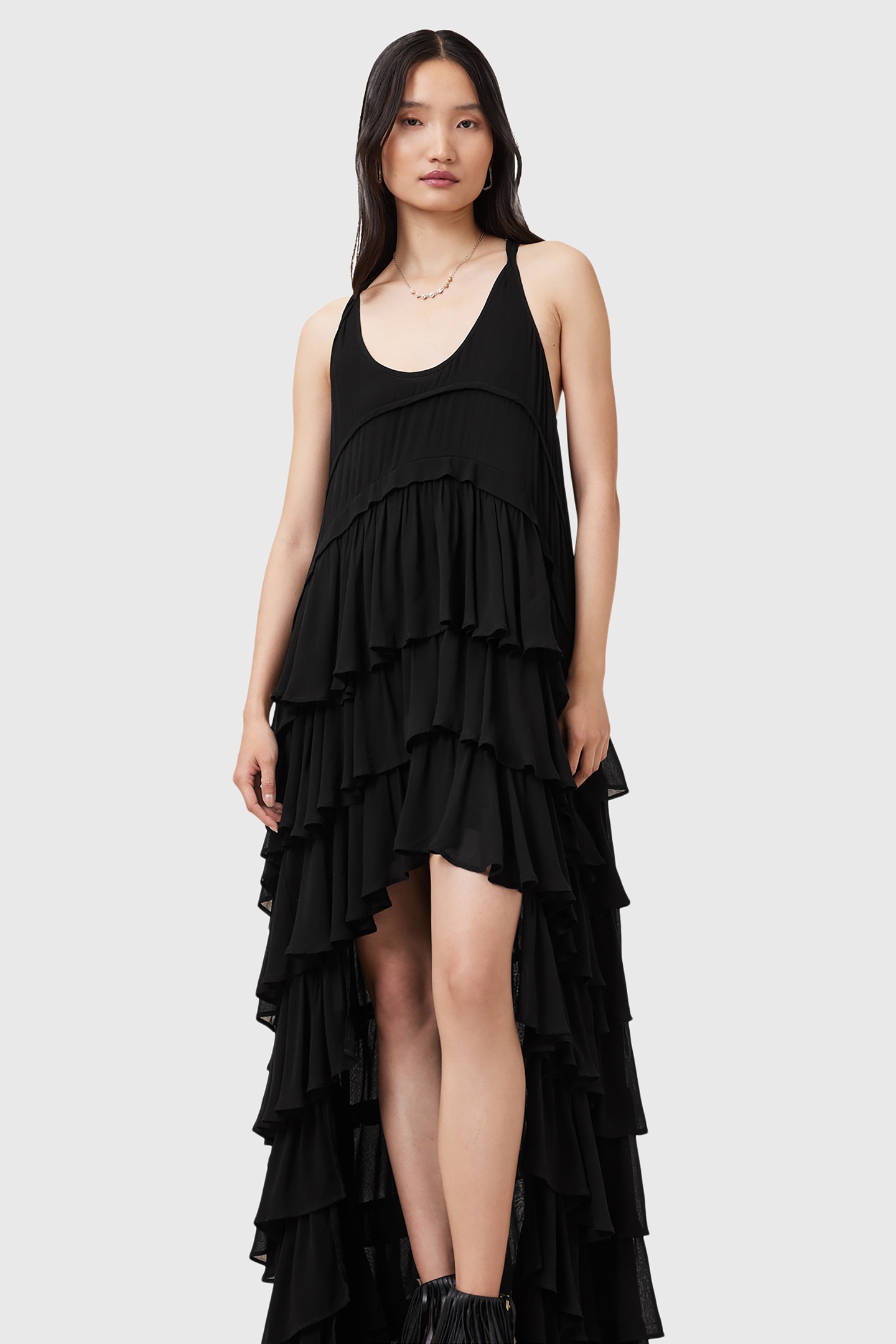 AllSaints Cavarly Dress Black Maat: 6 | Maxi Jurken Outlet | Dames | Oranje