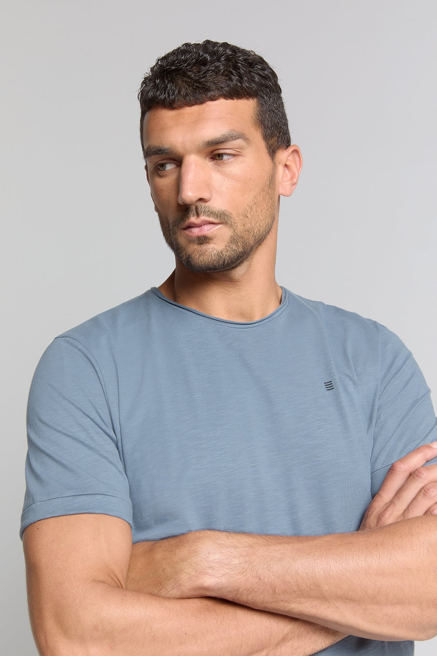 T-SHIRT CREWNECK SLUB WASHED BLUE 3