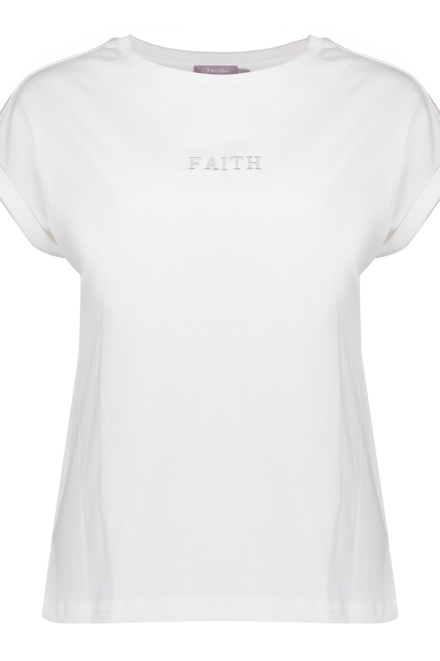 T-SHIRT EMBROIDERED WORD OFF-WHITE/SILVER 1